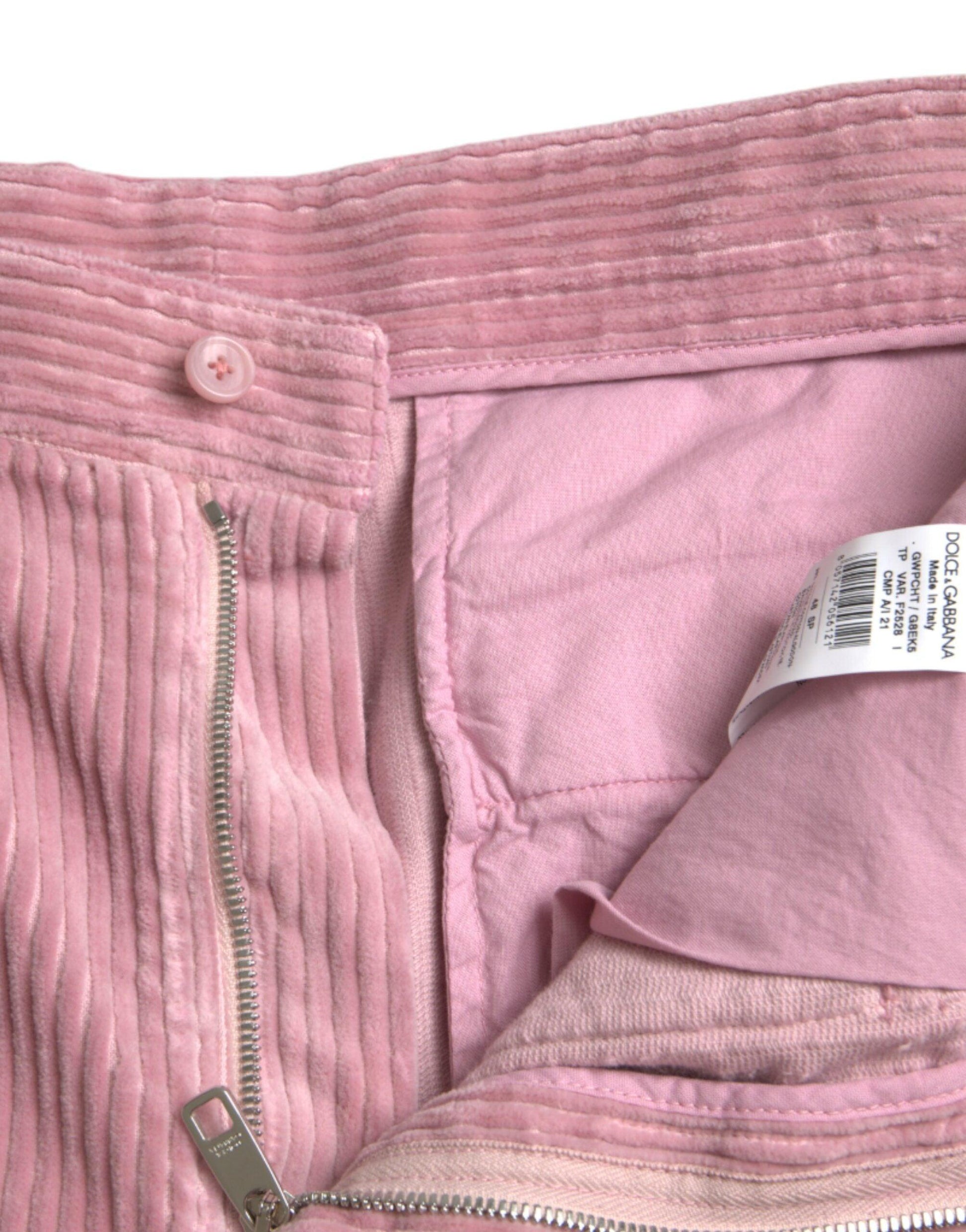 Dolce & Gabbana Pink Corduroy Cotton Stretch Skinny Cargo Jeans - Arichezz.store