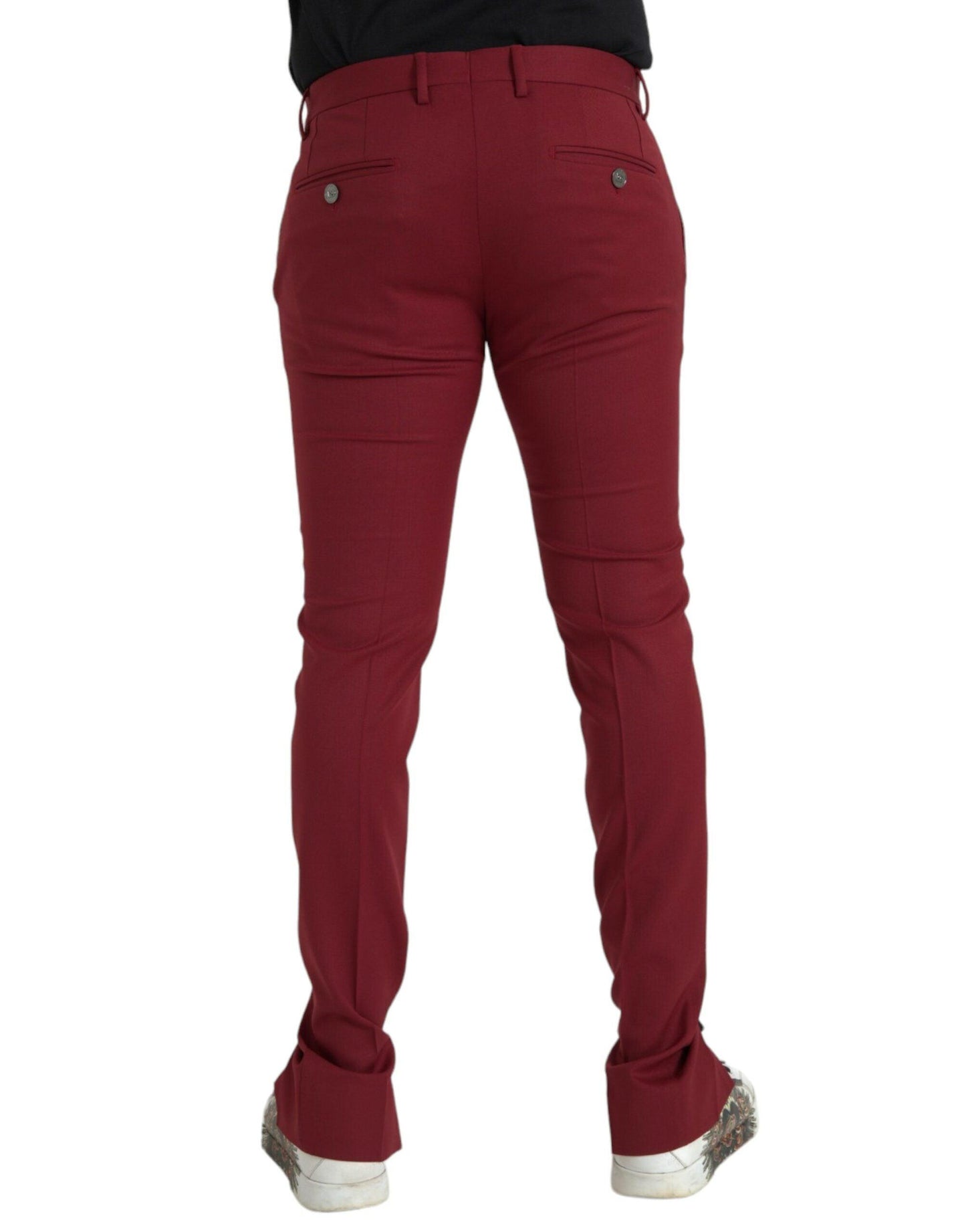 Dolce & Gabbana Red Wool Men Slim Fit Dress Pants - Arichezz.store