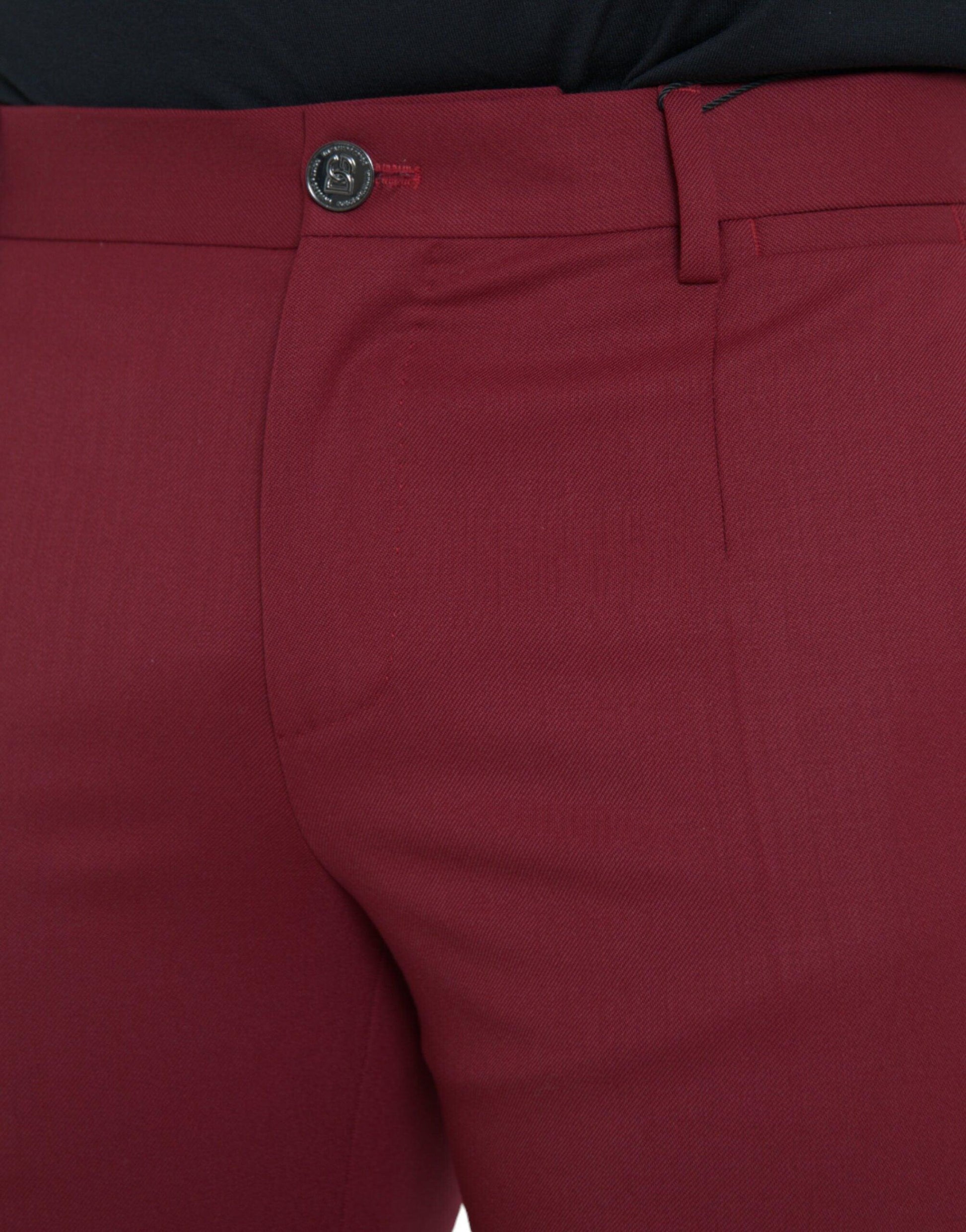 Dolce & Gabbana Red Wool Men Slim Fit Dress Pants - Arichezz.store