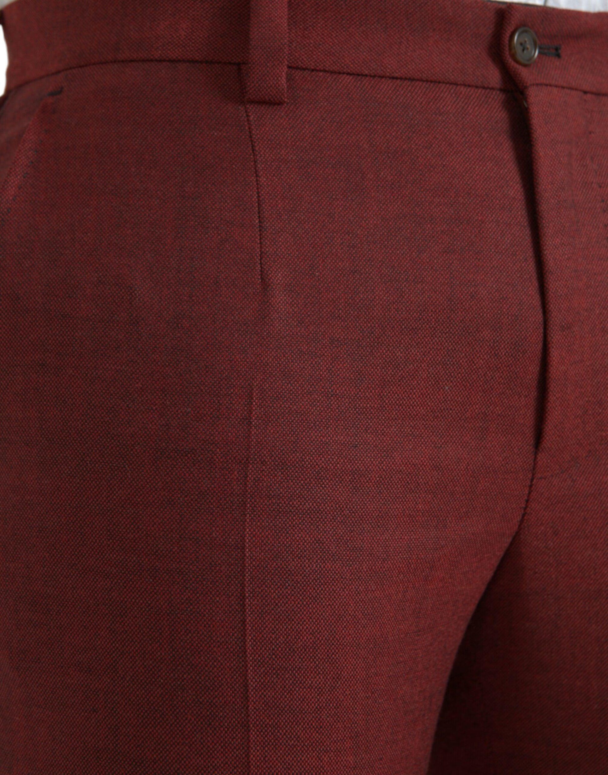 Dolce & Gabbana Maroon Wool Men Skinny Dress Pants - Arichezz.store