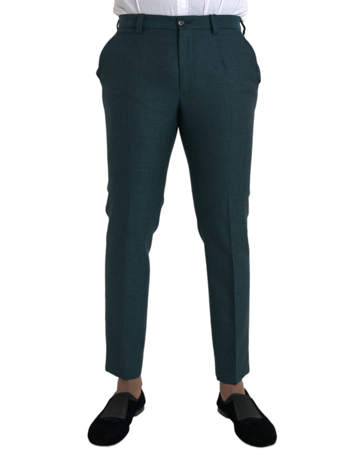 Dolce & Gabbana Green Wool Skinny Slim Dress Pants - Arichezz.store