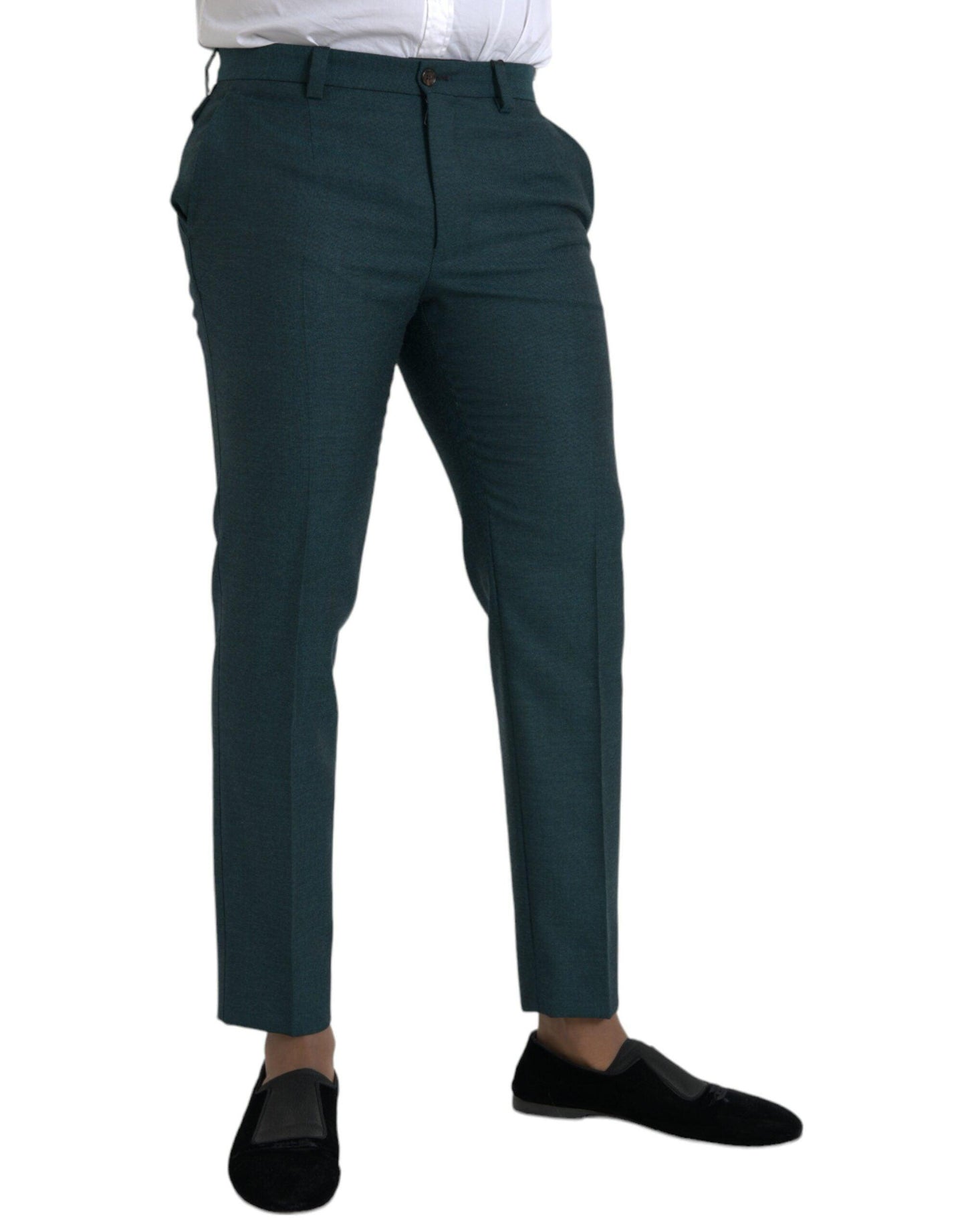 Dolce & Gabbana Green Wool Skinny Slim Dress Pants - Arichezz.store