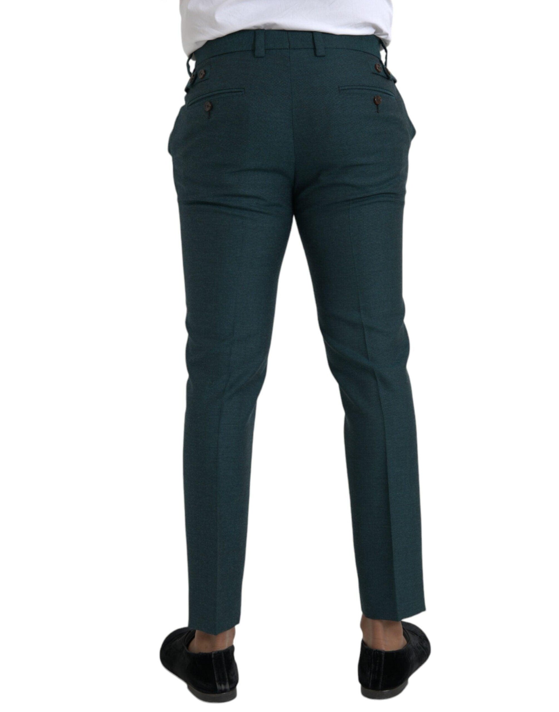 Dolce & Gabbana Green Wool Skinny Slim Dress Pants - Arichezz.store