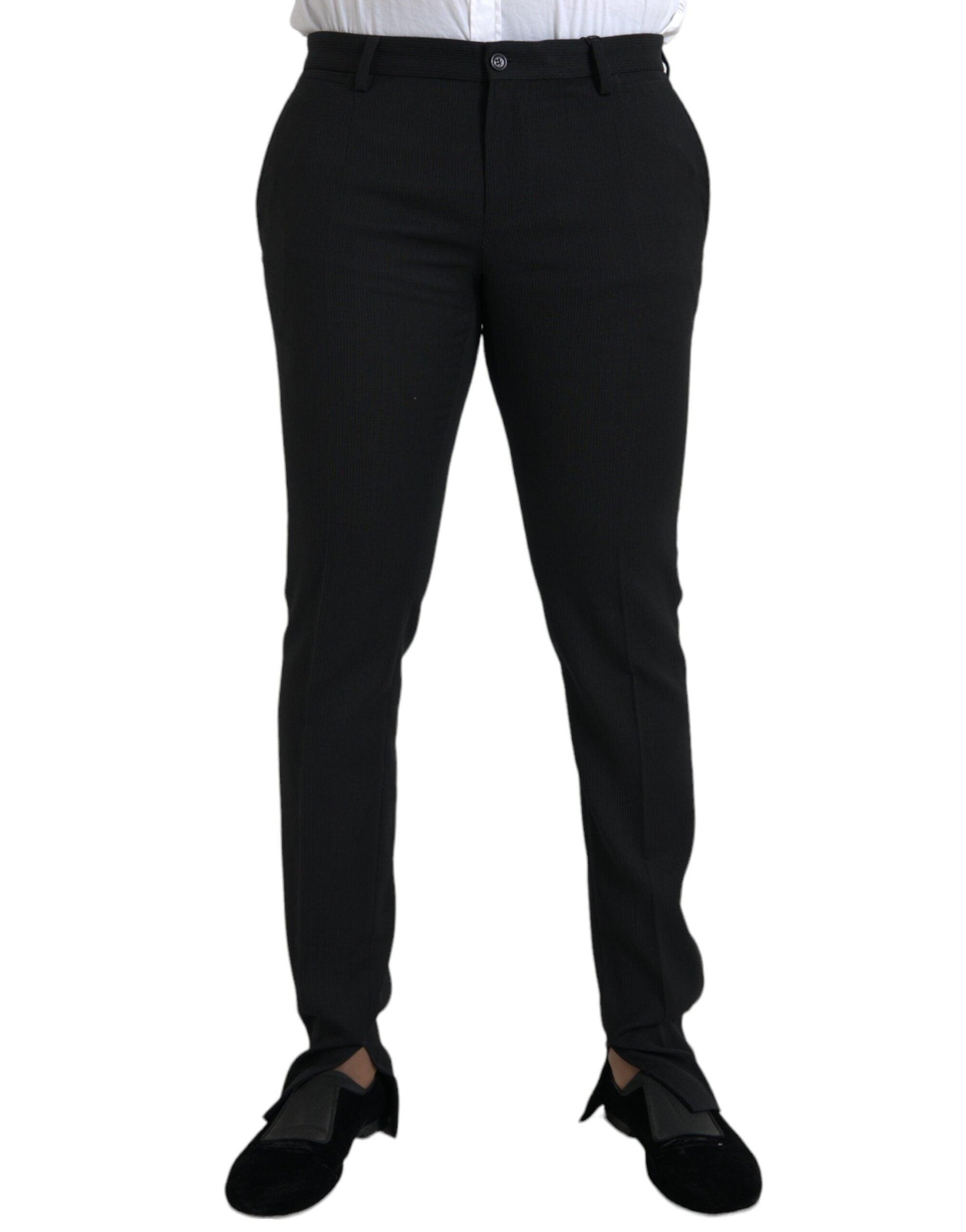 Dolce & Gabbana Black Wool Stretch Men Skinny Pants - Arichezz.store