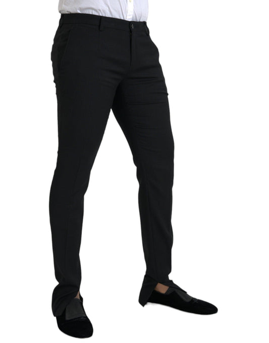 Dolce & Gabbana Black Wool Stretch Men Skinny Pants - Arichezz.store