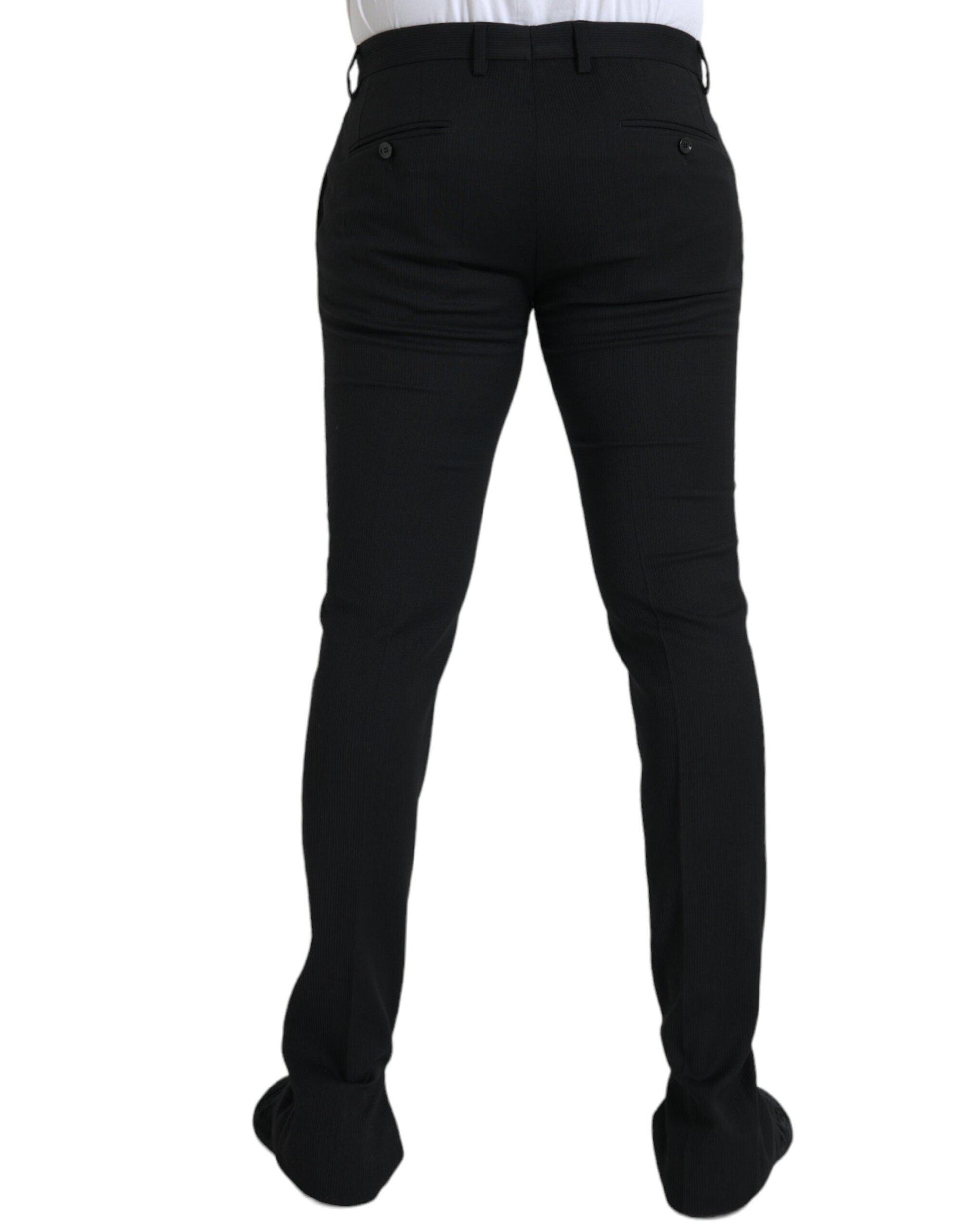 Dolce & Gabbana Black Wool Stretch Men Skinny Pants - Arichezz.store