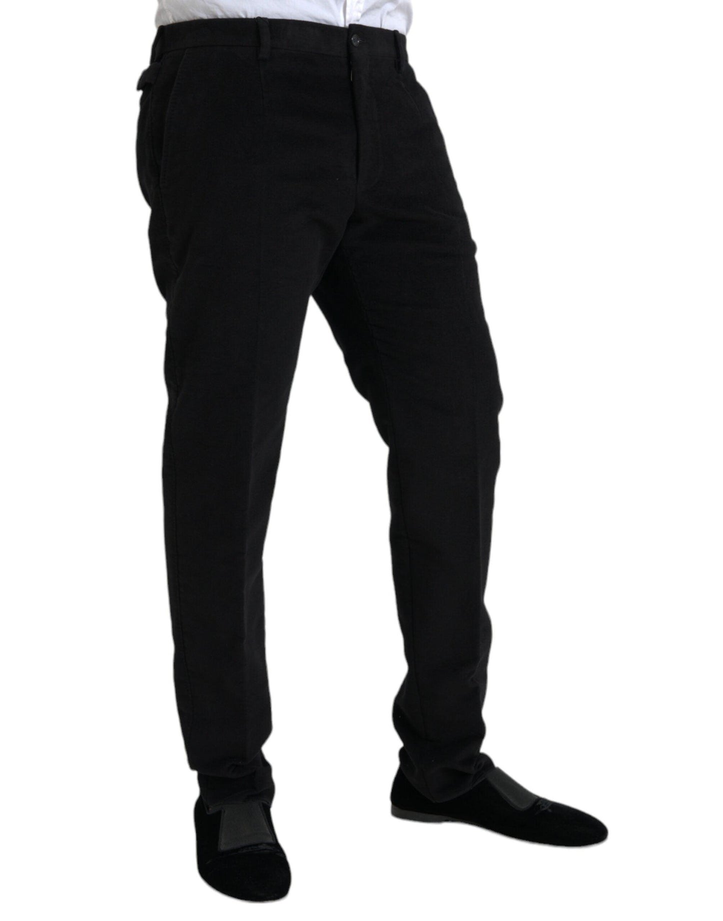 Dolce & Gabbana Black Cotton Velvet Skinny Pants - Arichezz.store