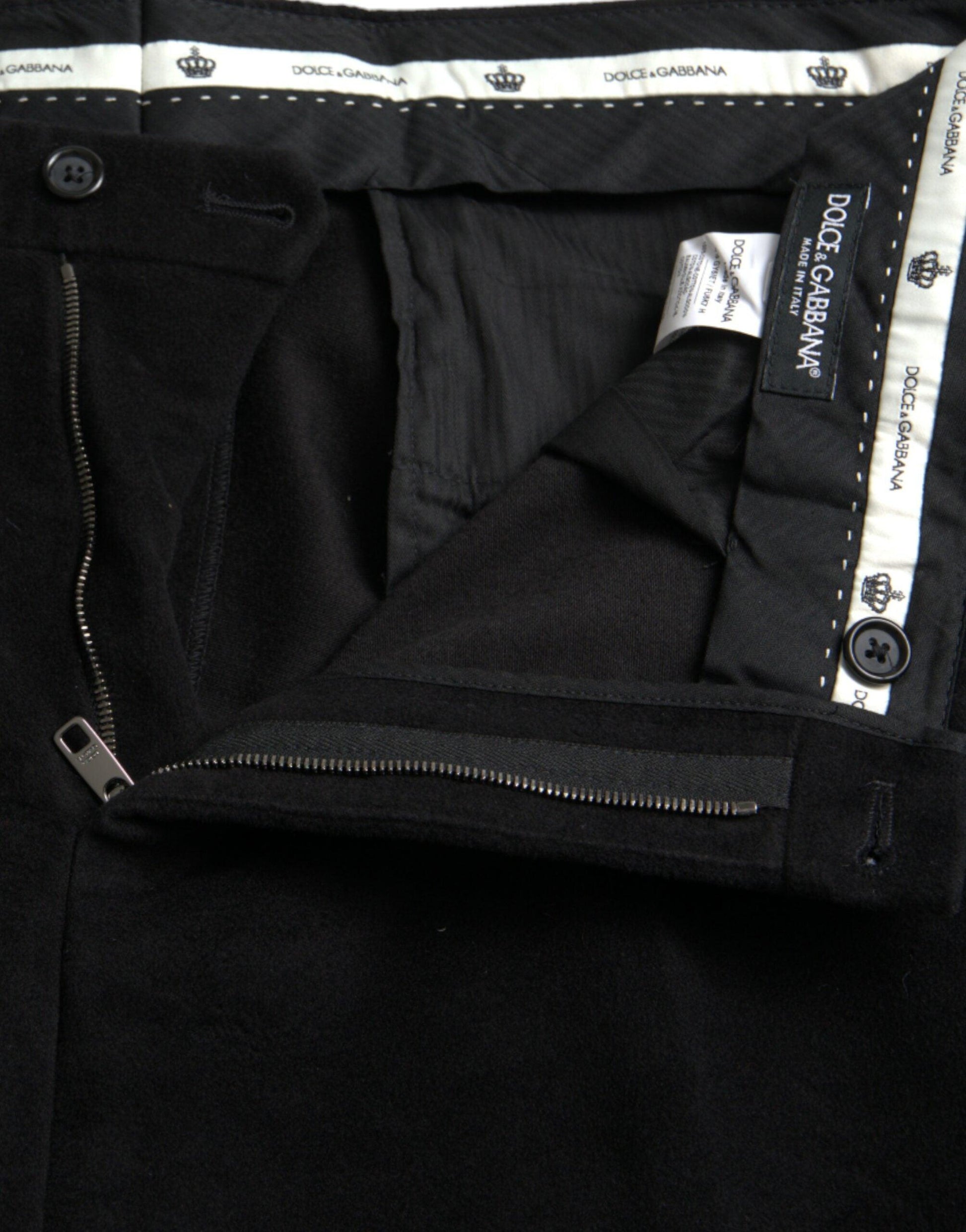 Dolce & Gabbana Black Cotton Velvet Skinny Pants - Arichezz.store