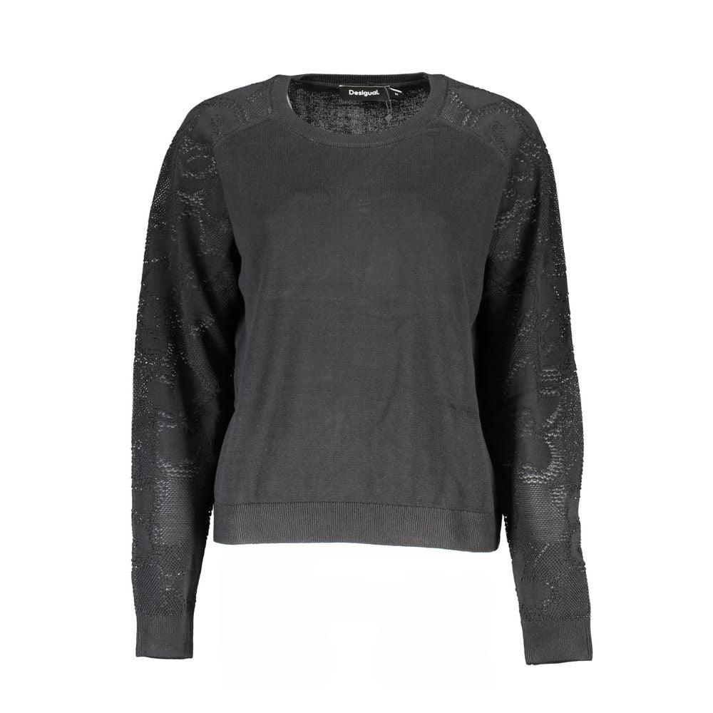 Desigual Black Cotton Sweater - Arichezz.store