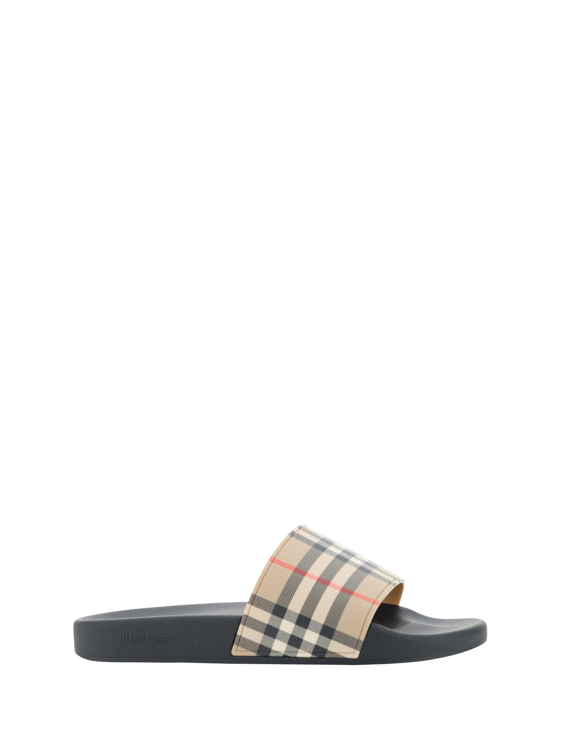 Burberry Brown Rubber Slides Sandals - Arichezz.store