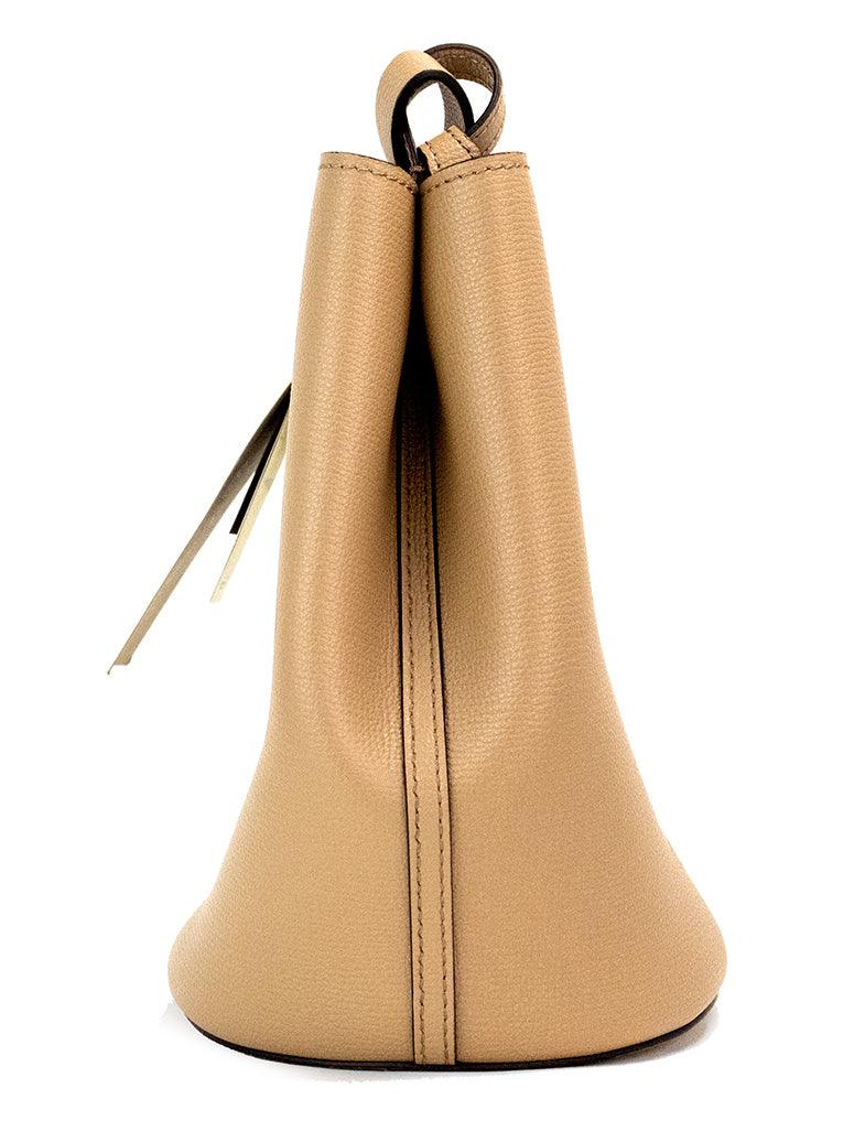 Burberry Lorne Small Camel Haymarket Check Pebble Leather Bucket Handbag Purse - Arichezz.store