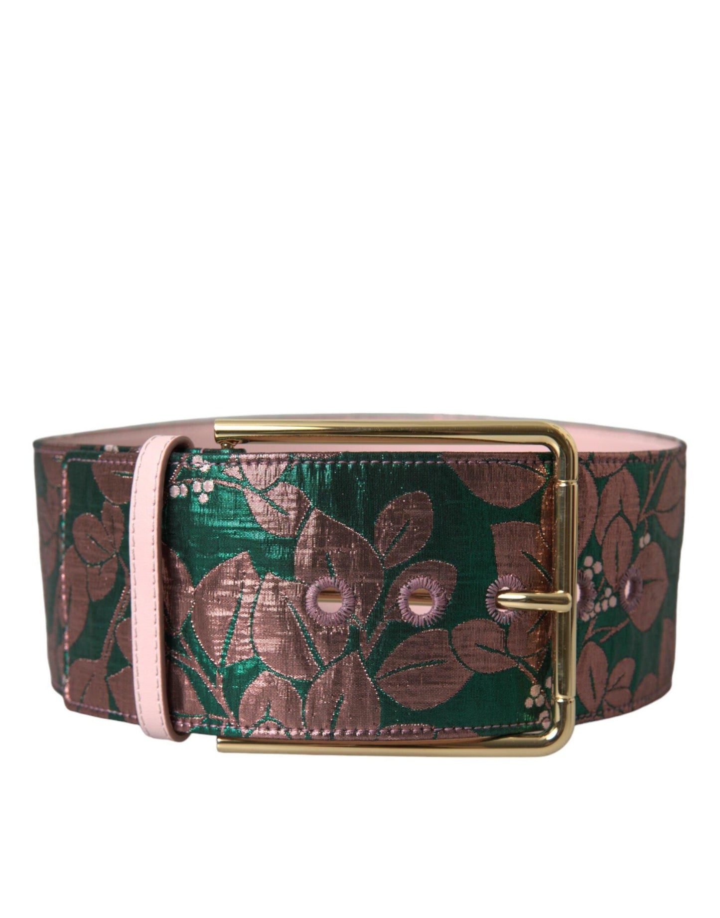 Dolce & Gabbana Multicolor Floral Jacquard Lurex Gold Buckle Belt - Arichezz.store