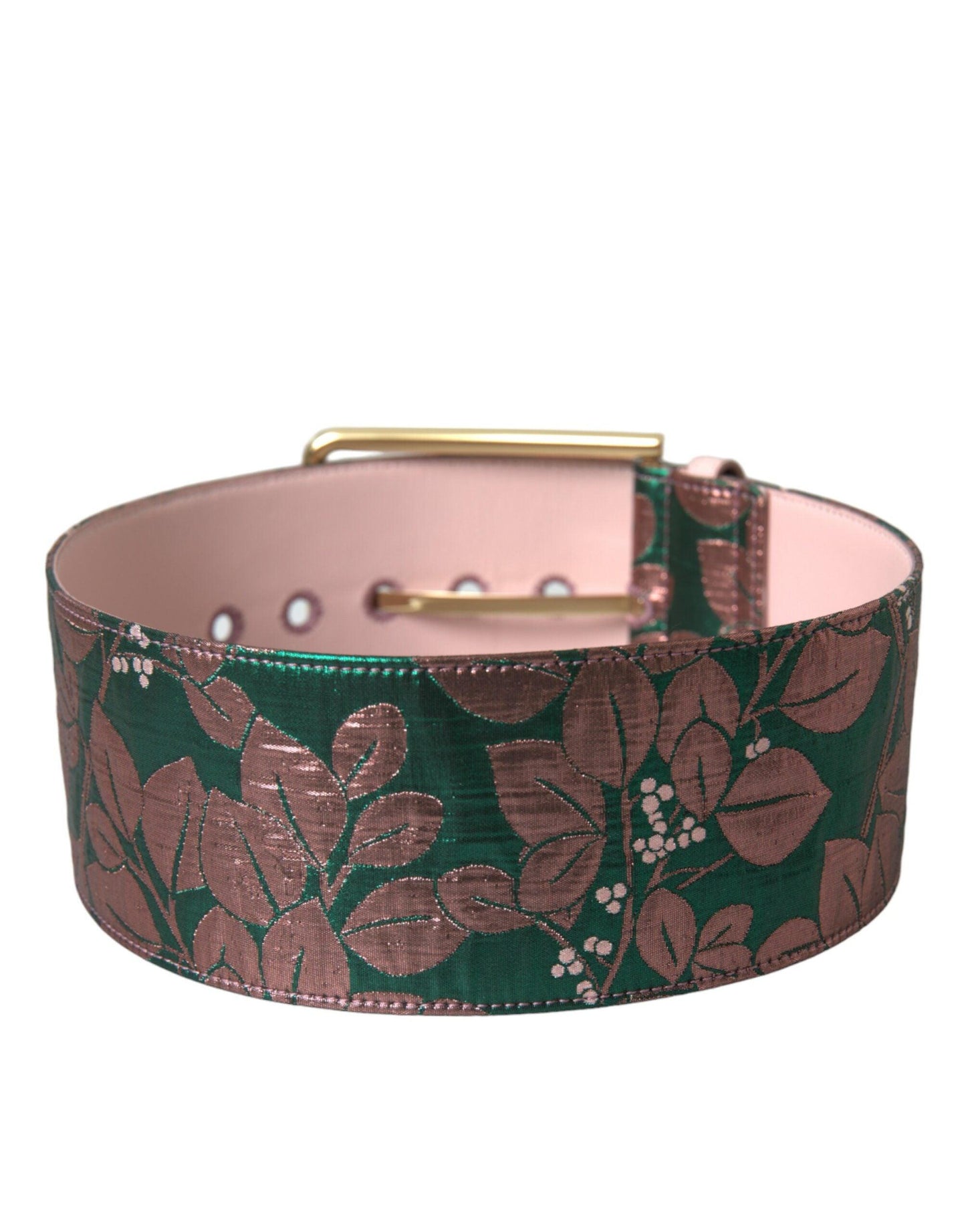 Dolce & Gabbana Multicolor Floral Jacquard Lurex Gold Buckle Belt - Arichezz.store