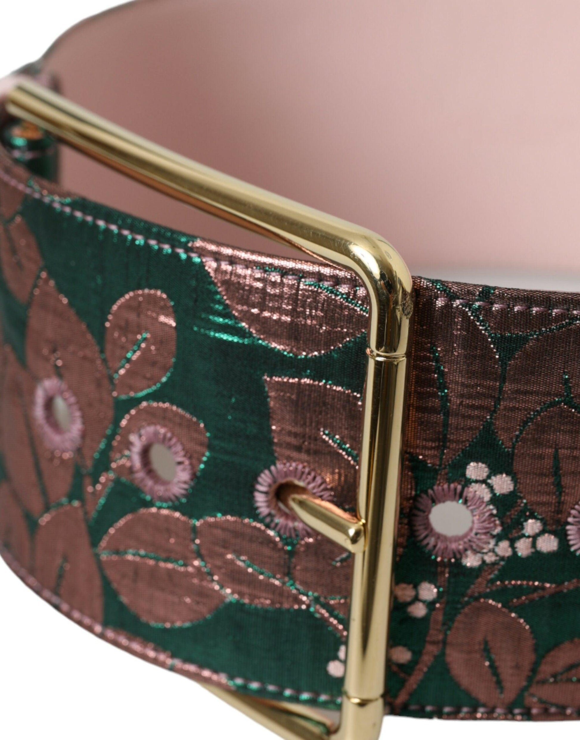 Dolce & Gabbana Multicolor Floral Jacquard Lurex Gold Buckle Belt - Arichezz.store