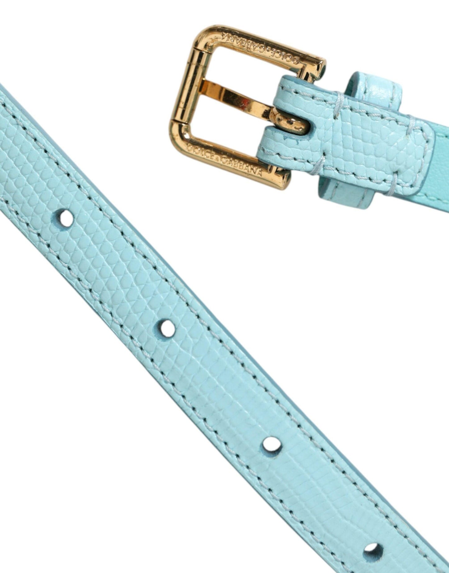 Dolce & Gabbana Light Blue Leather Crystal Chain Waist Belt - Arichezz.store