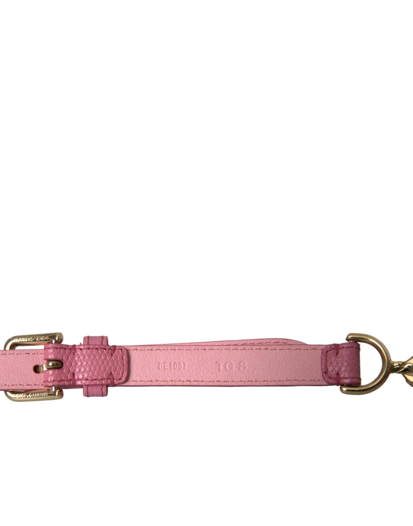 Dolce & Gabbana Pink Leather Crystal Chain Embellished Belt - Arichezz.store