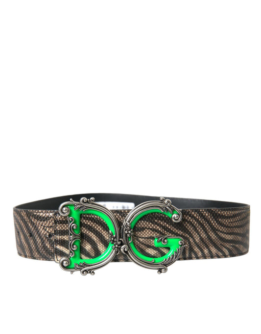 Dolce & Gabbana Brown Zebra Leather Metal Logo Buckle Belt - Arichezz.store