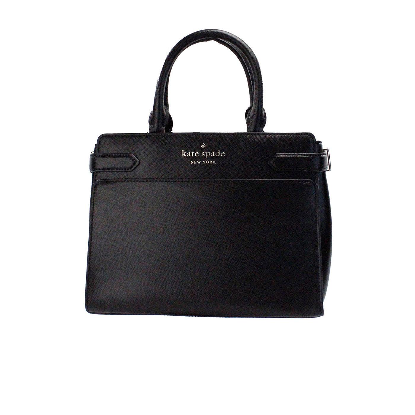 Kate Spade Staci Medium Black Saffiano Leather Crossbody Satchel Bag Handbag - Arichezz.store