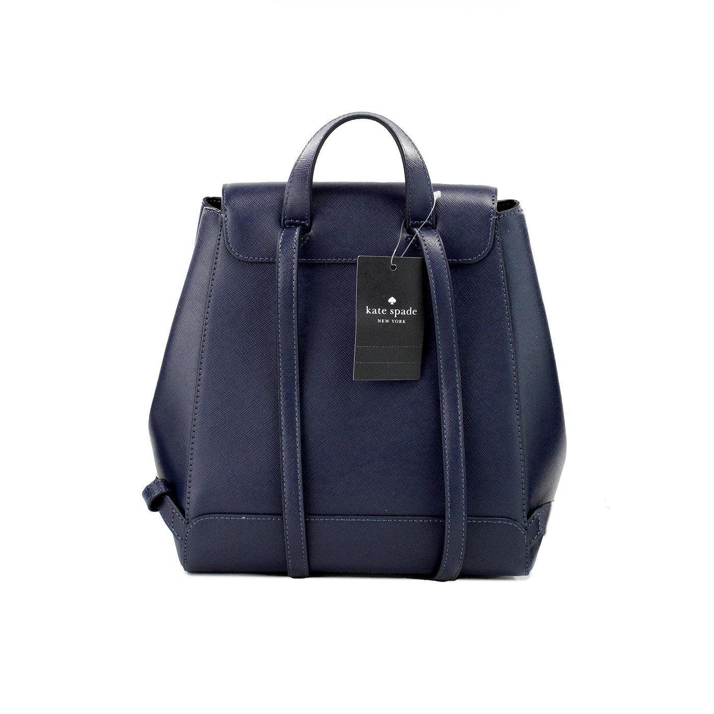 Kate Spade Madison Navy Saffiano Leather Medium Flap Shoulder Backpack Bag - Arichezz.store