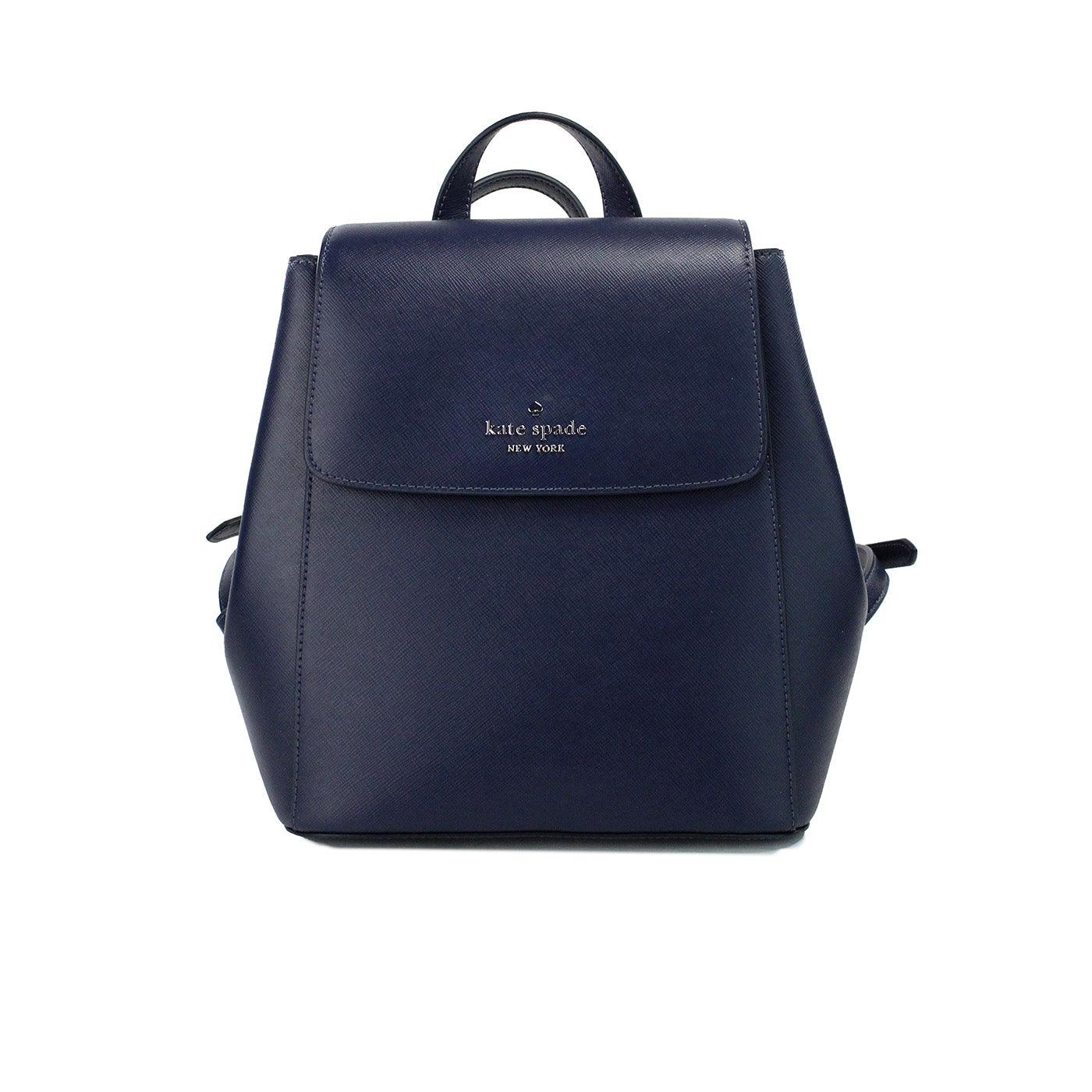 Kate Spade Madison Navy Saffiano Leather Medium Flap Shoulder Backpack Bag - Arichezz.store