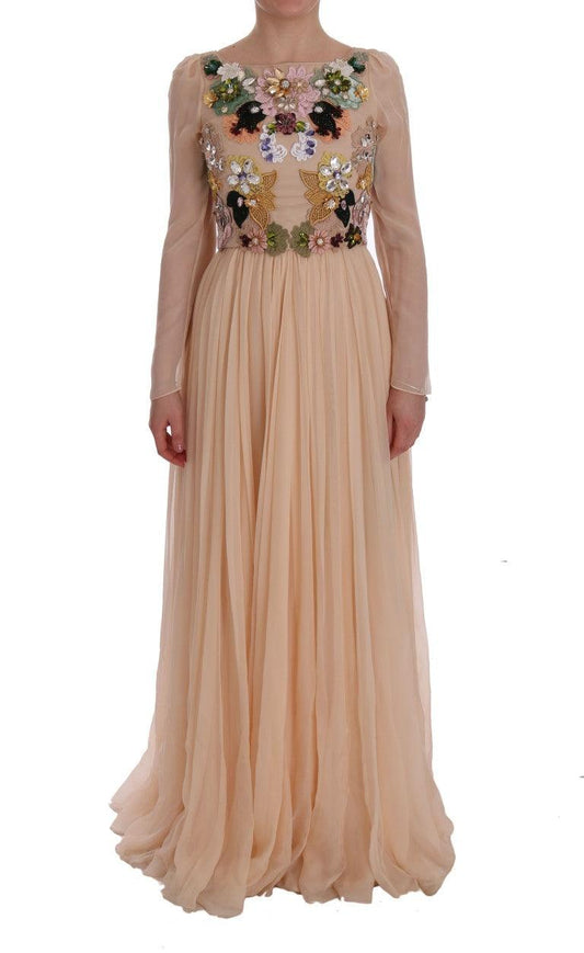 Dolce & Gabbana Elegant Floral Embroidered Silk Maxi Dress - Arichezz.store