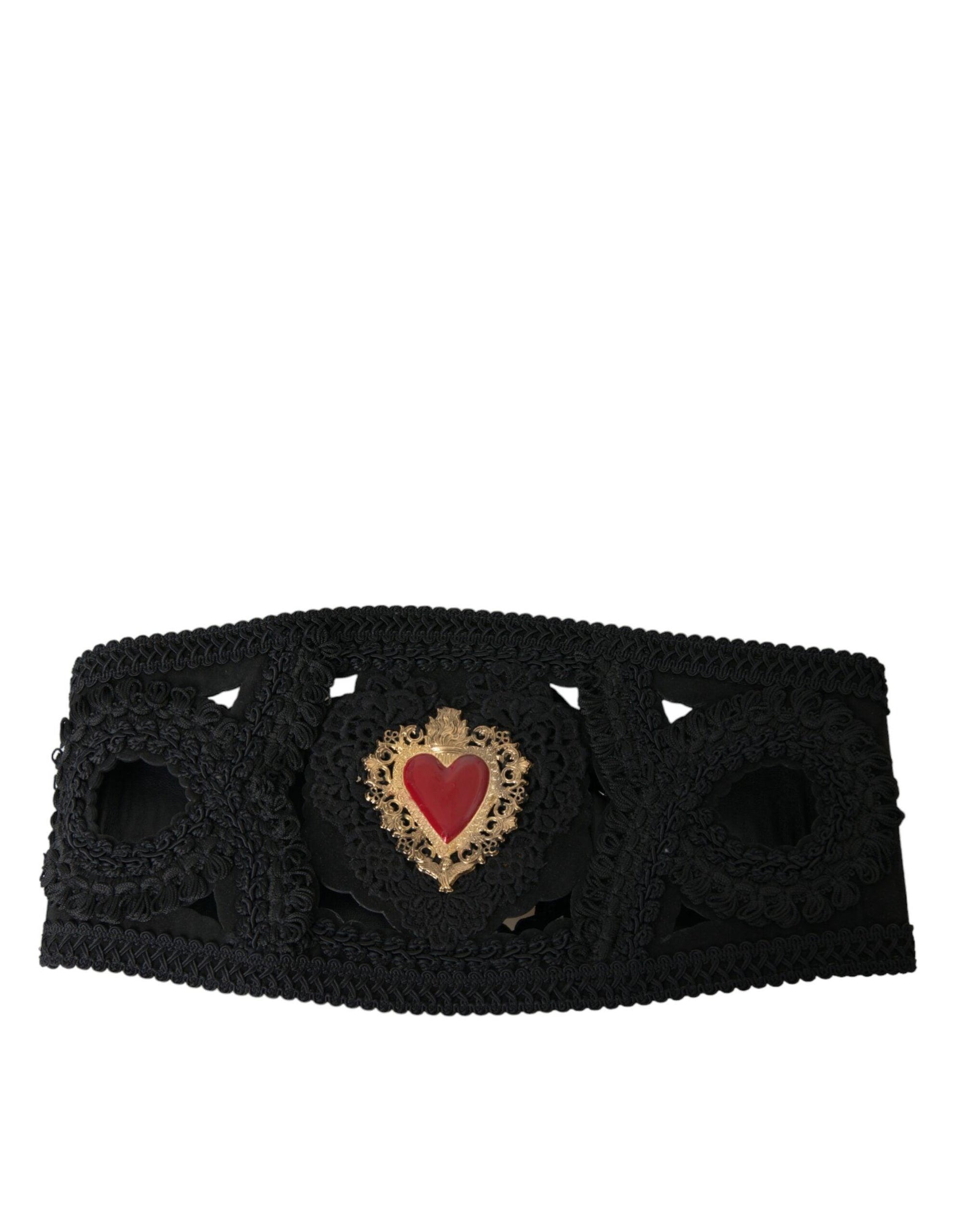 Dolce & Gabbana Black Canvas Embellished Waist Women Belt - Arichezz.store