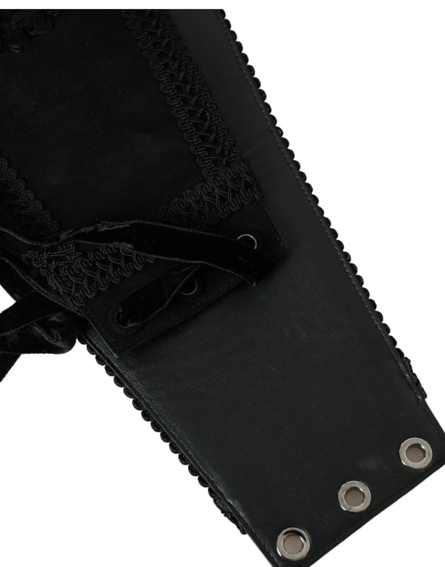 Dolce & Gabbana Black Canvas Embellished Waist Women Belt - Arichezz.store