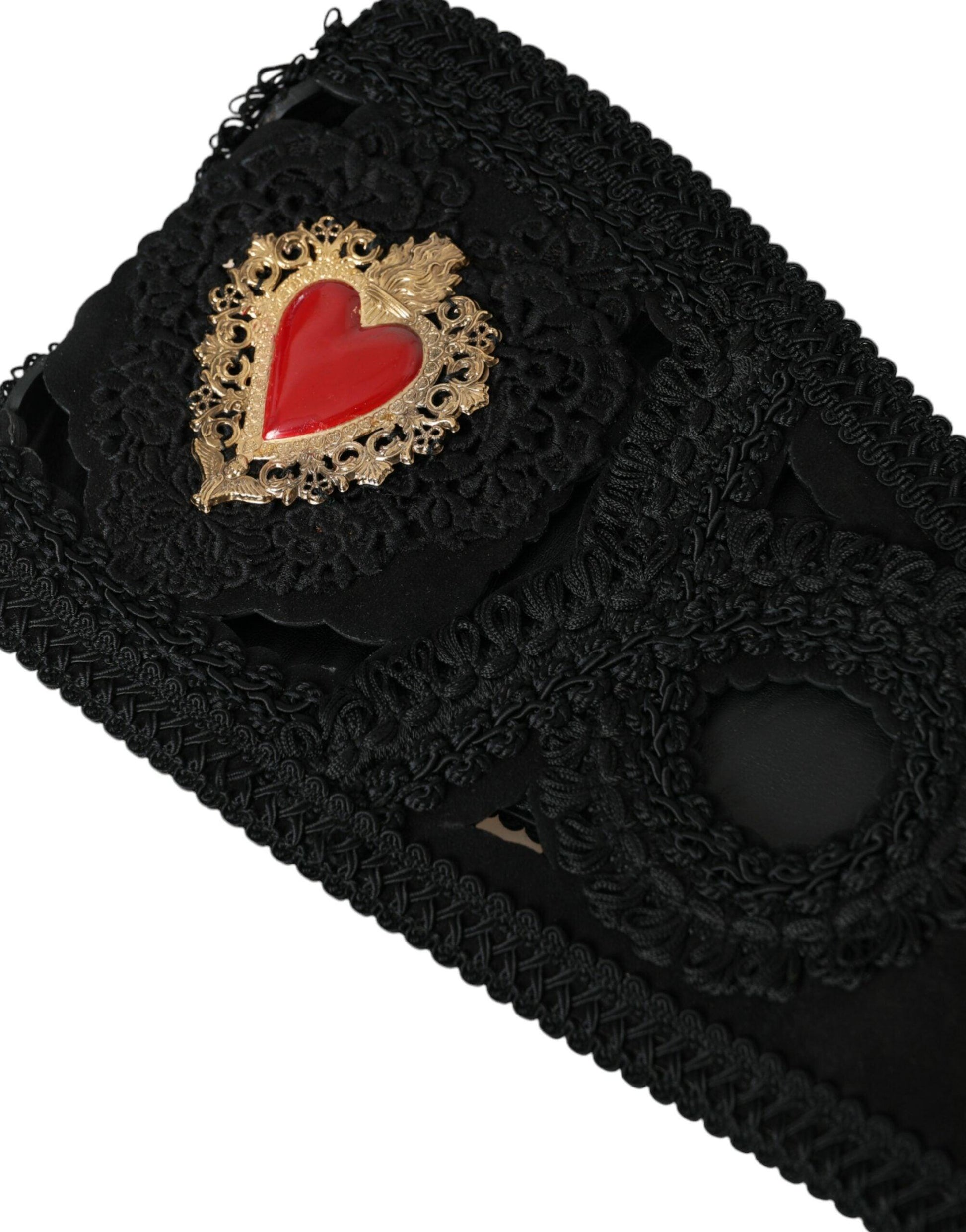 Dolce & Gabbana Black Canvas Embellished Waist Women Belt - Arichezz.store