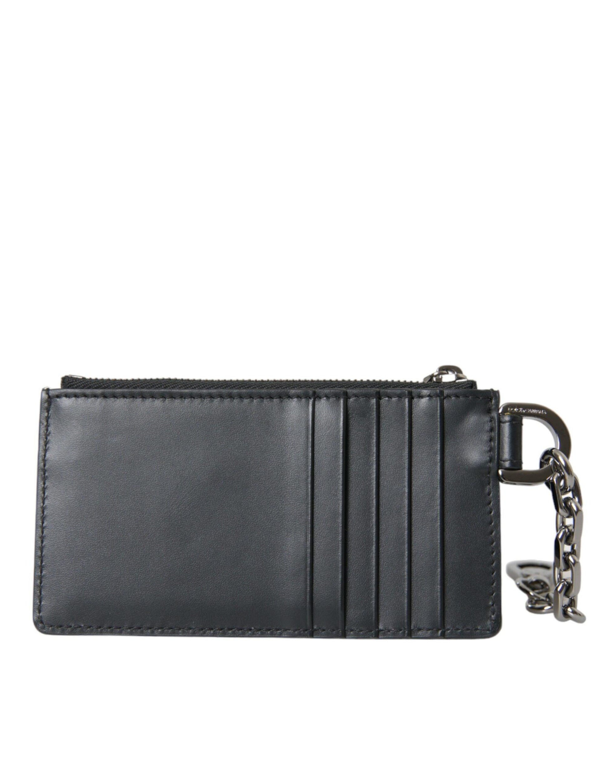 Dolce & Gabbana Black Calfskin Leather DG Logo Card Holder Wallet Men - Arichezz.store