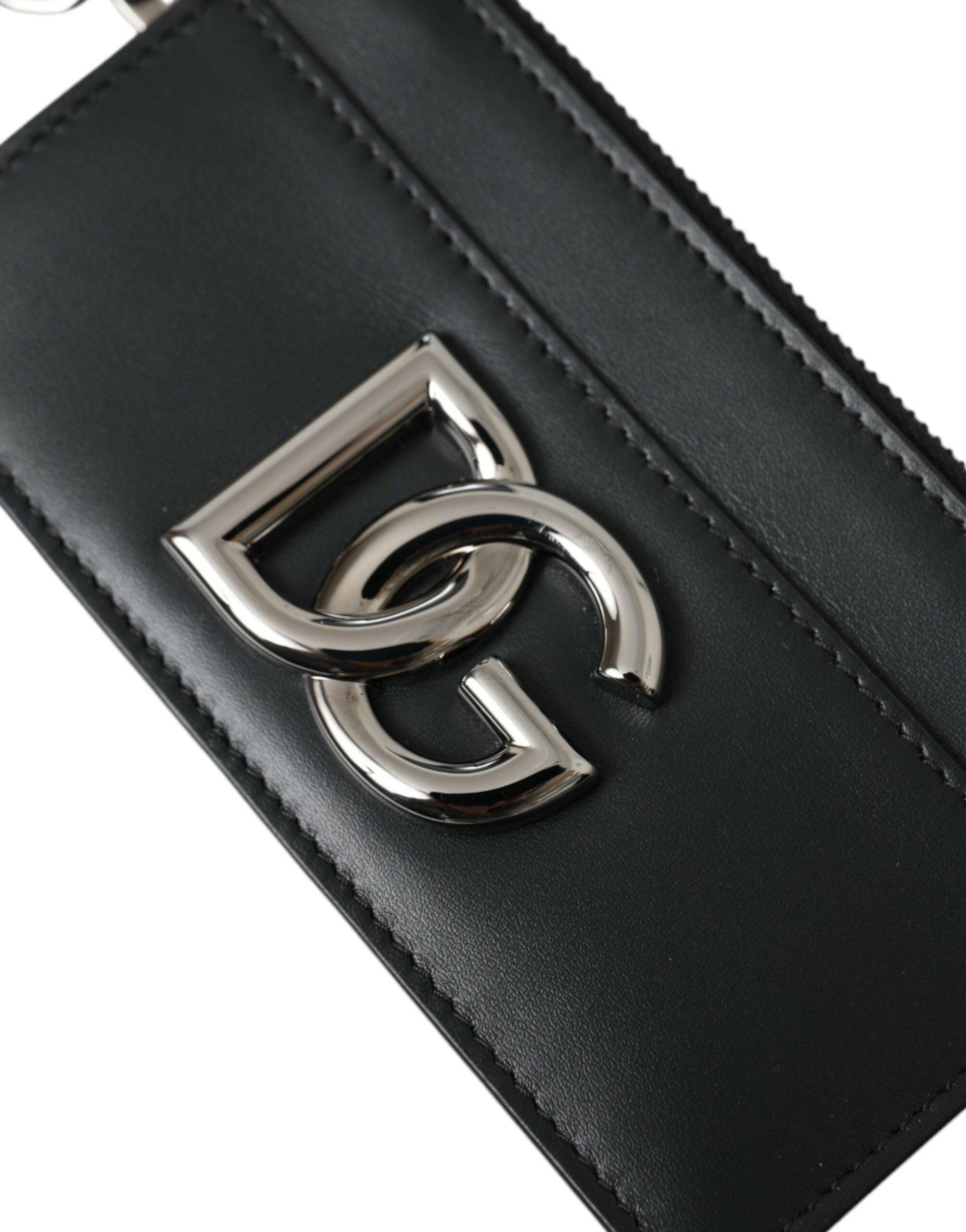 Dolce & Gabbana Black Calfskin Leather DG Logo Card Holder Wallet Men - Arichezz.store