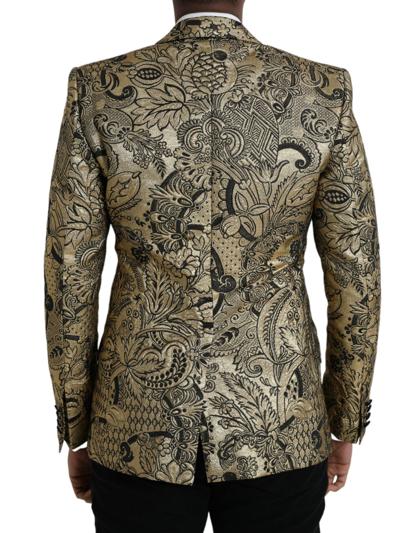 Dolce & Gabbana Gold SICILIA Jacquard Single Breasted Coat Blazer - Arichezz.store