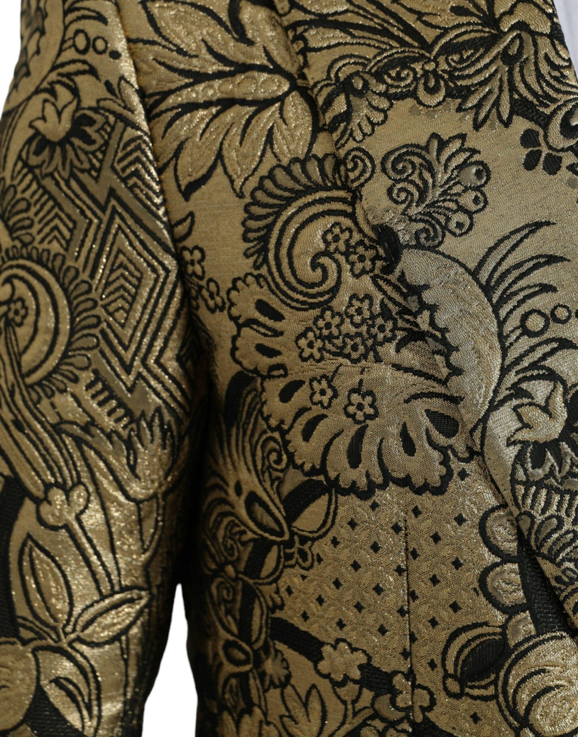 Dolce & Gabbana Gold SICILIA Jacquard Single Breasted Coat Blazer - Arichezz.store