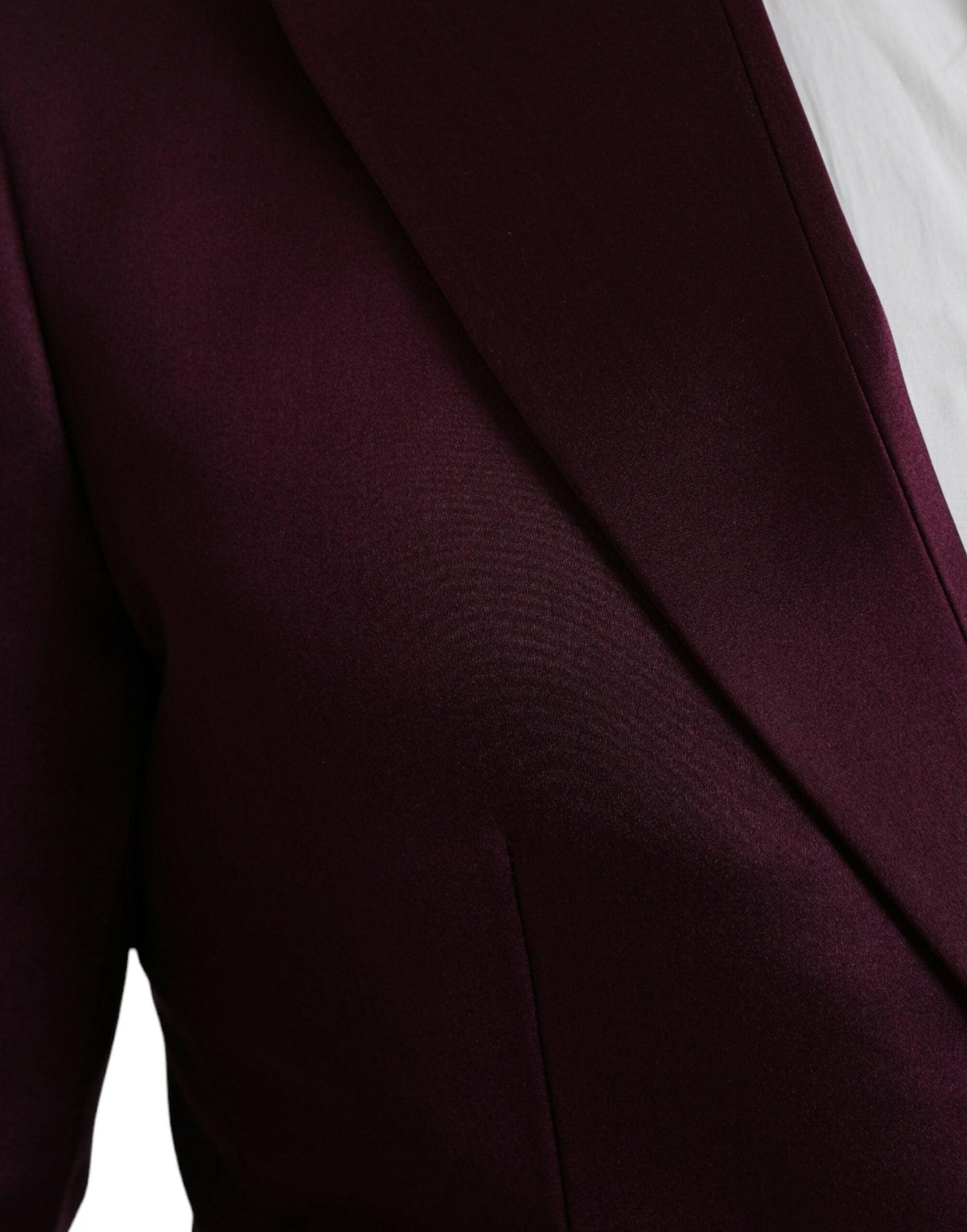 Dolce & Gabbana Maroon Silk Single Breasted Coat Blazer - Arichezz.store