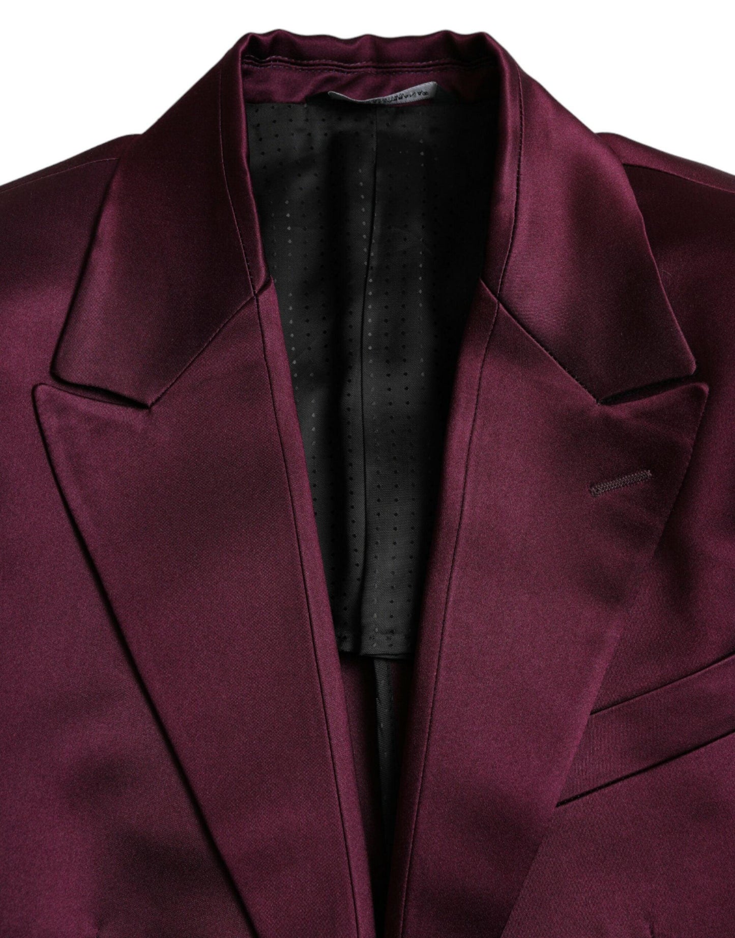 Dolce & Gabbana Maroon Silk Single Breasted Coat Blazer - Arichezz.store