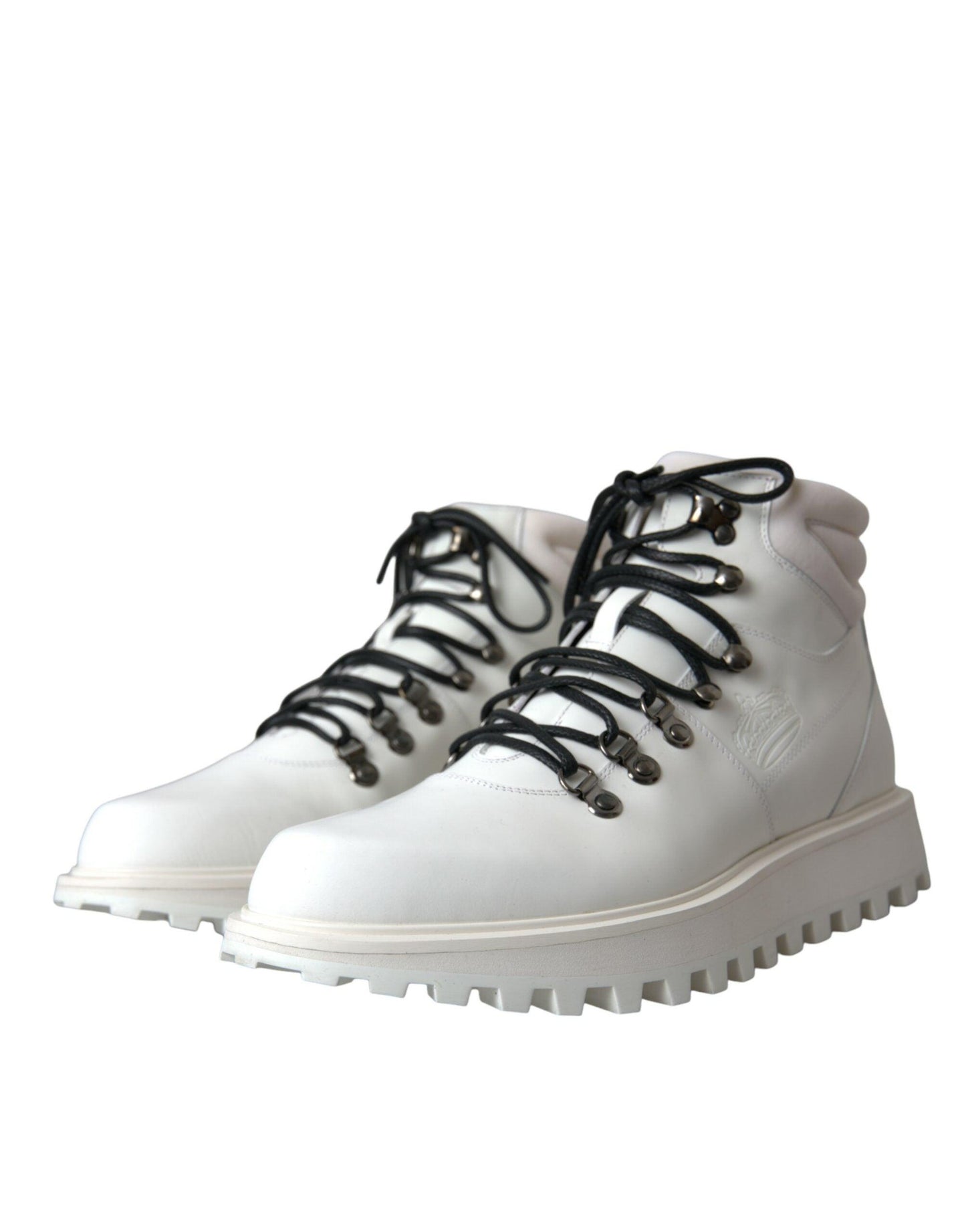 Dolce & Gabbana White Vulcano Trekking Men Ankle Boots Shoes - Arichezz.store