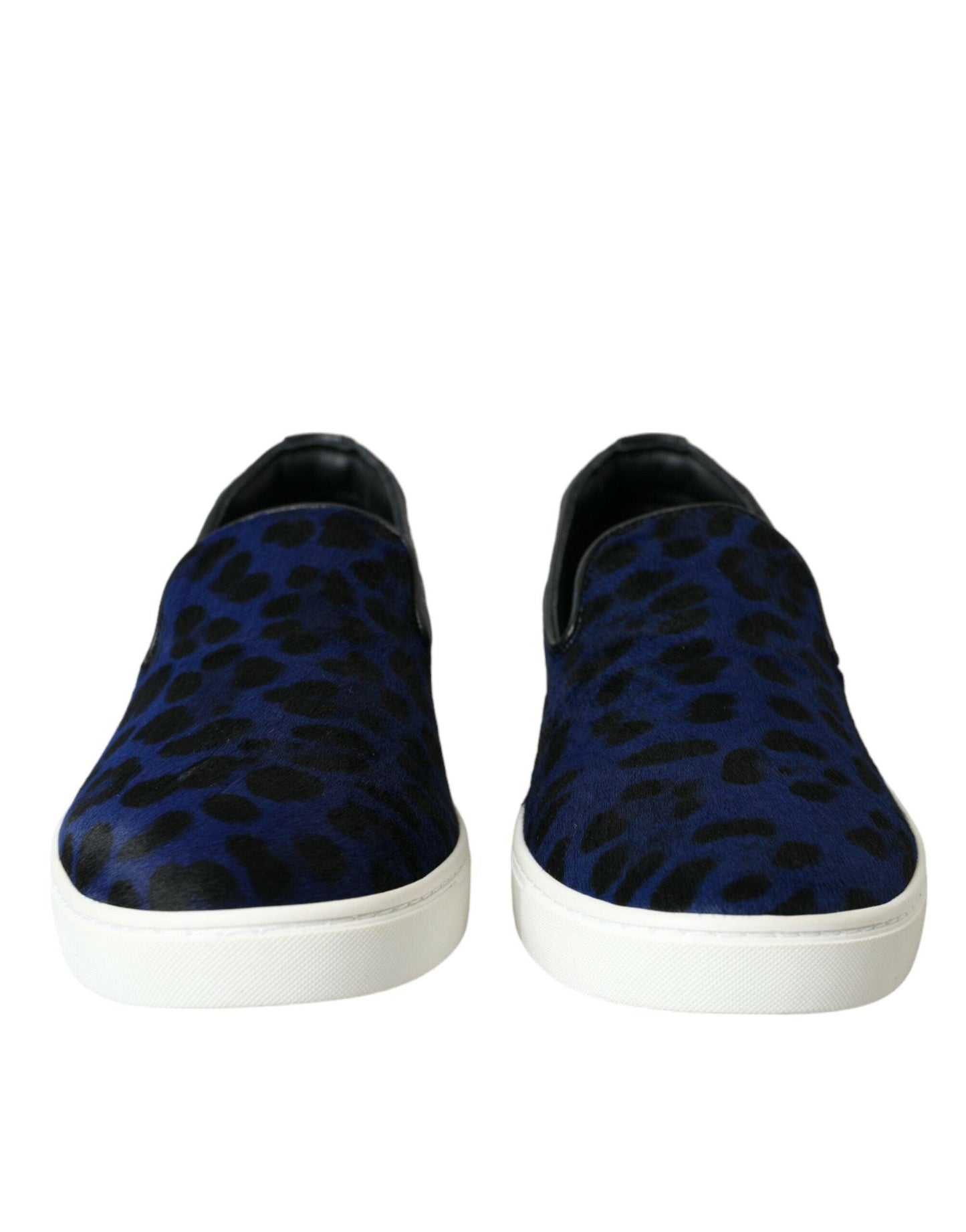 Dolce & Gabbana Blue Calfskin Hair Leopard Sneakers Shoes - Arichezz.store