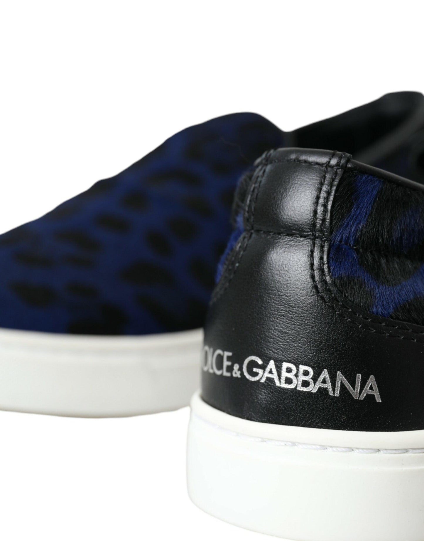 Dolce & Gabbana Blue Calfskin Hair Leopard Sneakers Shoes - Arichezz.store