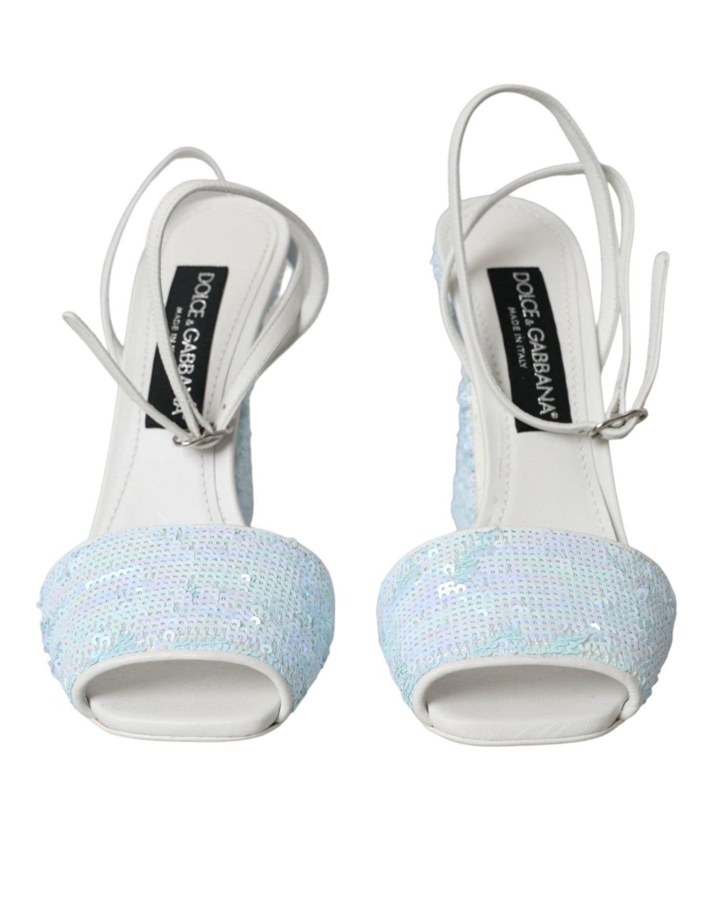 Dolce & Gabbana Light Blue Sequin Ankle Strap Sandals Shoes - Arichezz.store