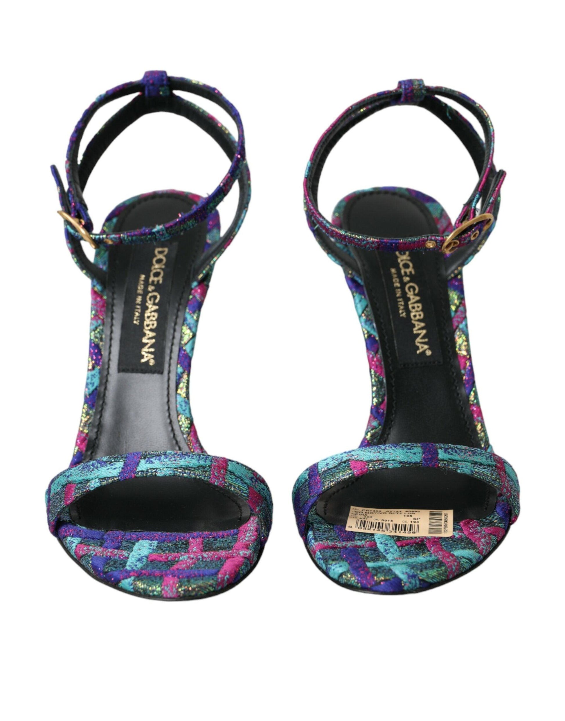 Dolce & Gabbana Multicolor Jacquard Crystals Sandals Shoes - Arichezz.store