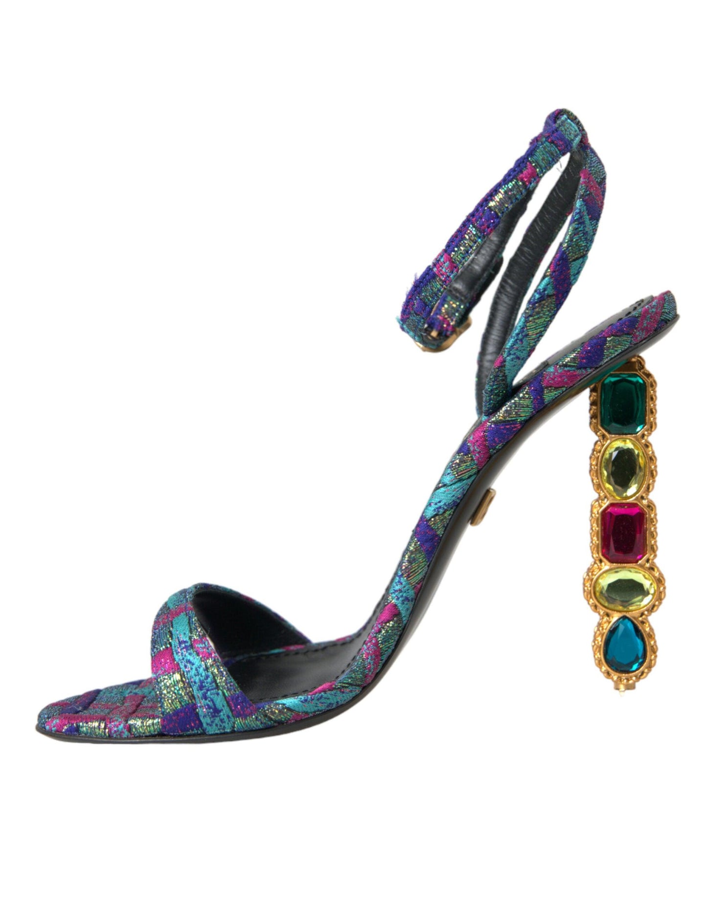 Dolce & Gabbana Multicolor Jacquard Crystals Sandals Shoes - Arichezz.store