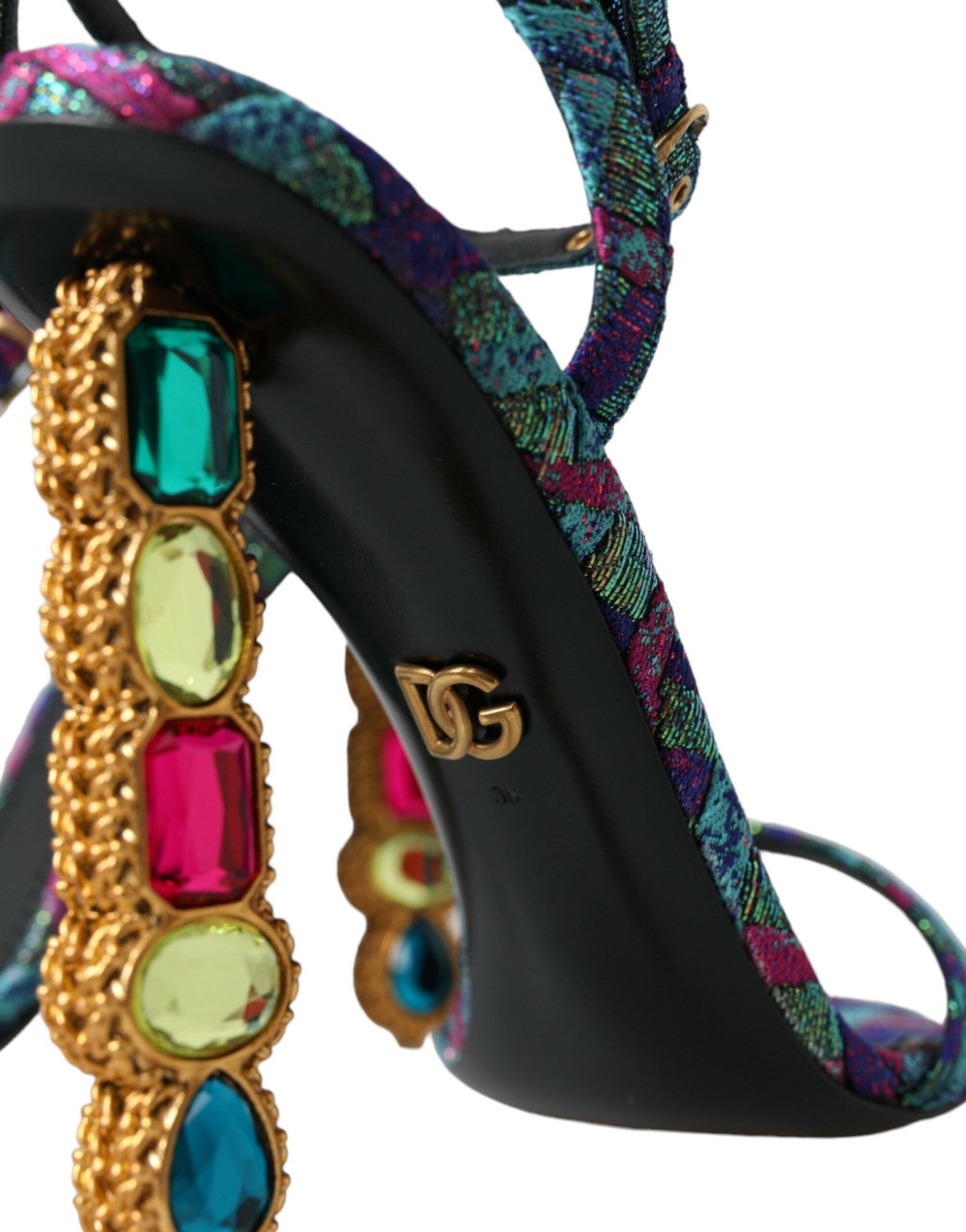 Dolce & Gabbana Multicolor Jacquard Crystals Sandals Shoes - Arichezz.store