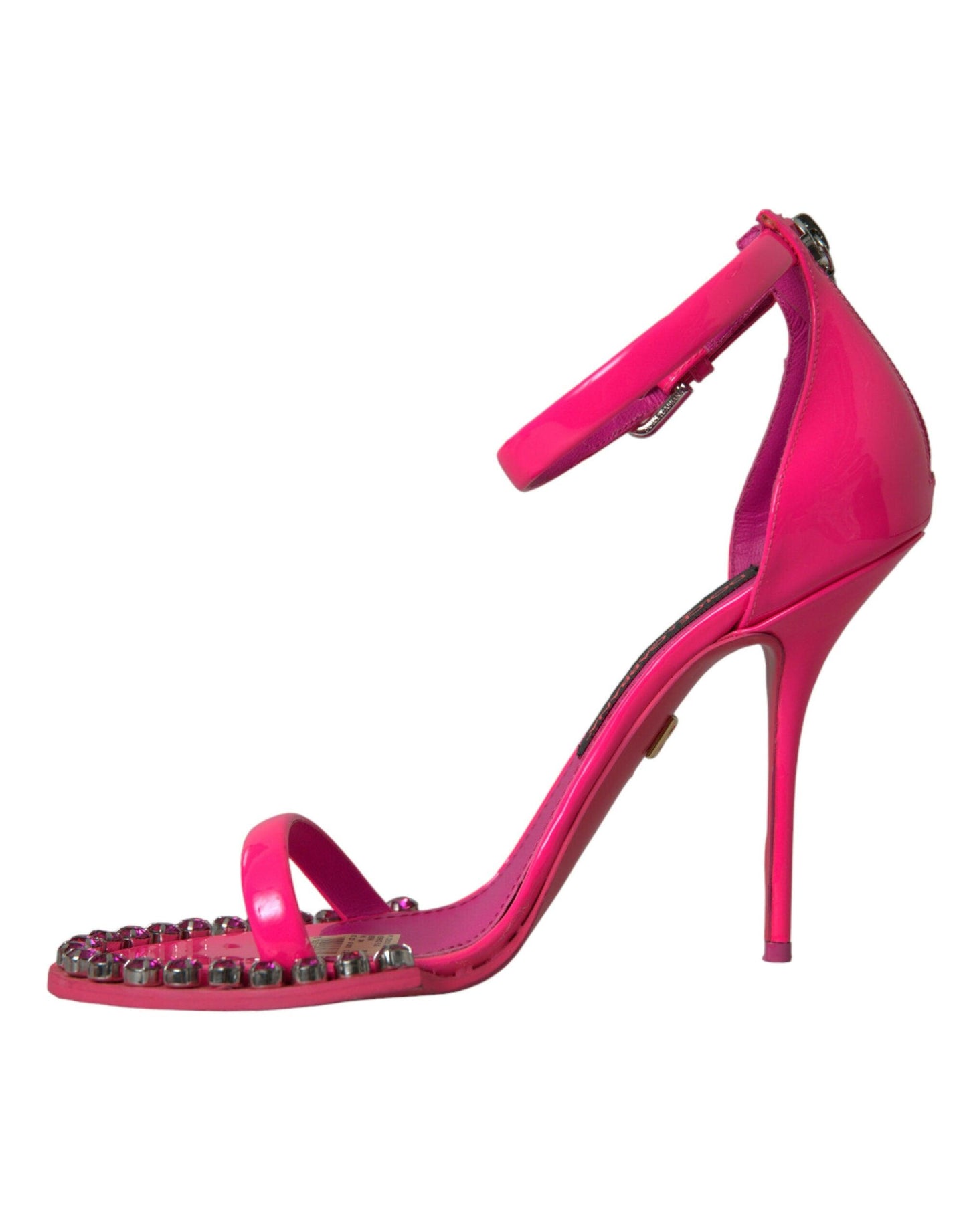 Dolce & Gabbana Pink Leather Crystal Heels Sandals Shoes - Arichezz.store