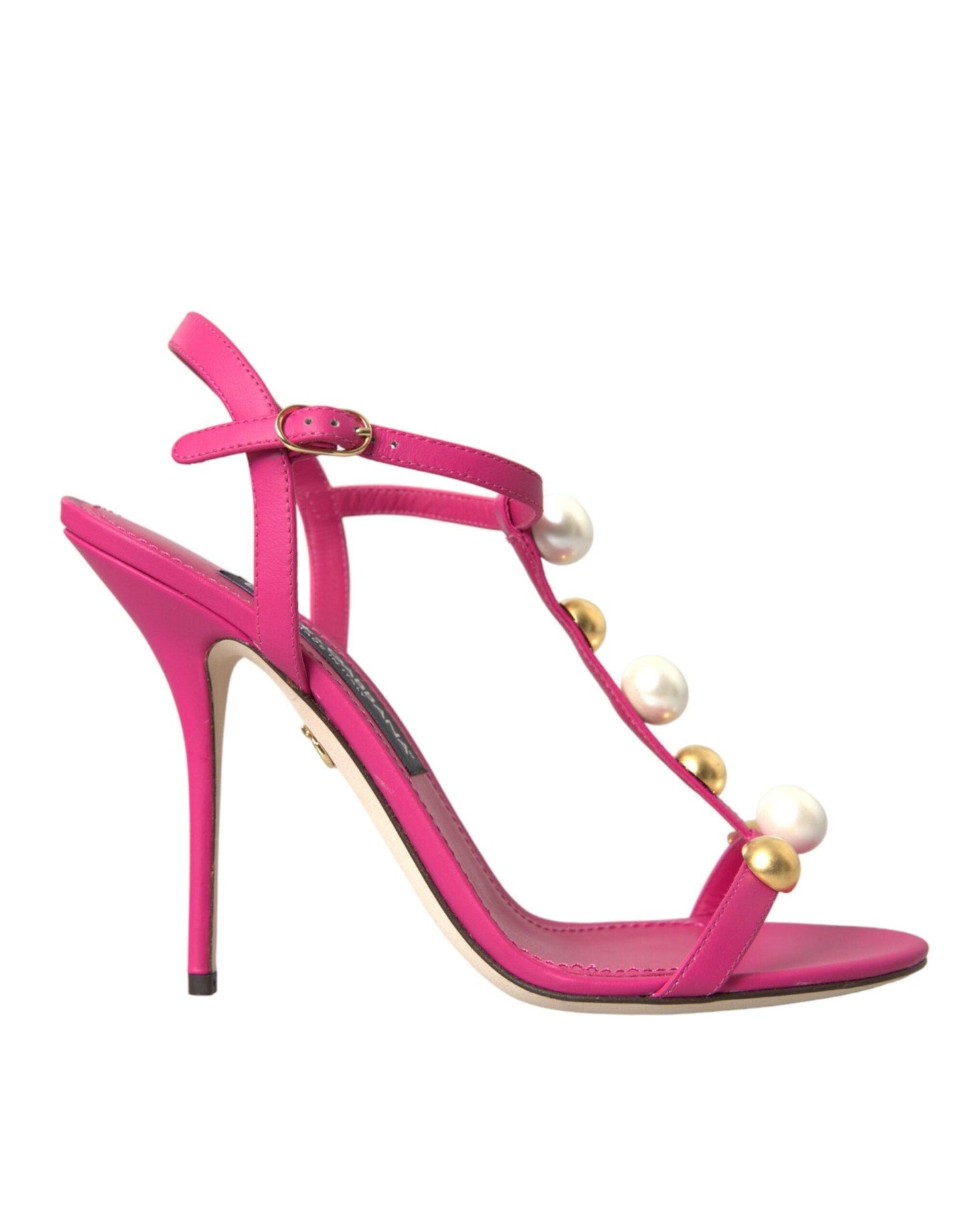 Dolce & Gabbana Pink Embellished Leather Sandals Heels Shoes - Arichezz.store