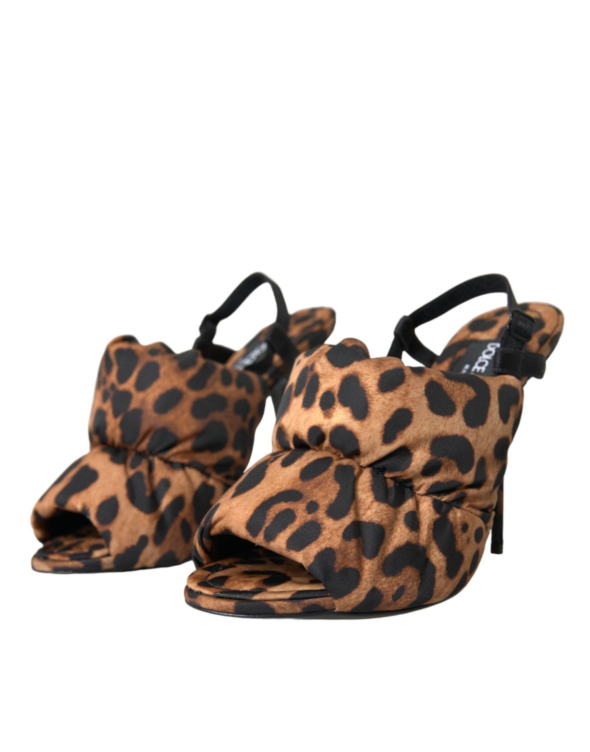 Dolce & Gabbana Brown Leopard Slingback Heels Sandals Shoes - Arichezz.store