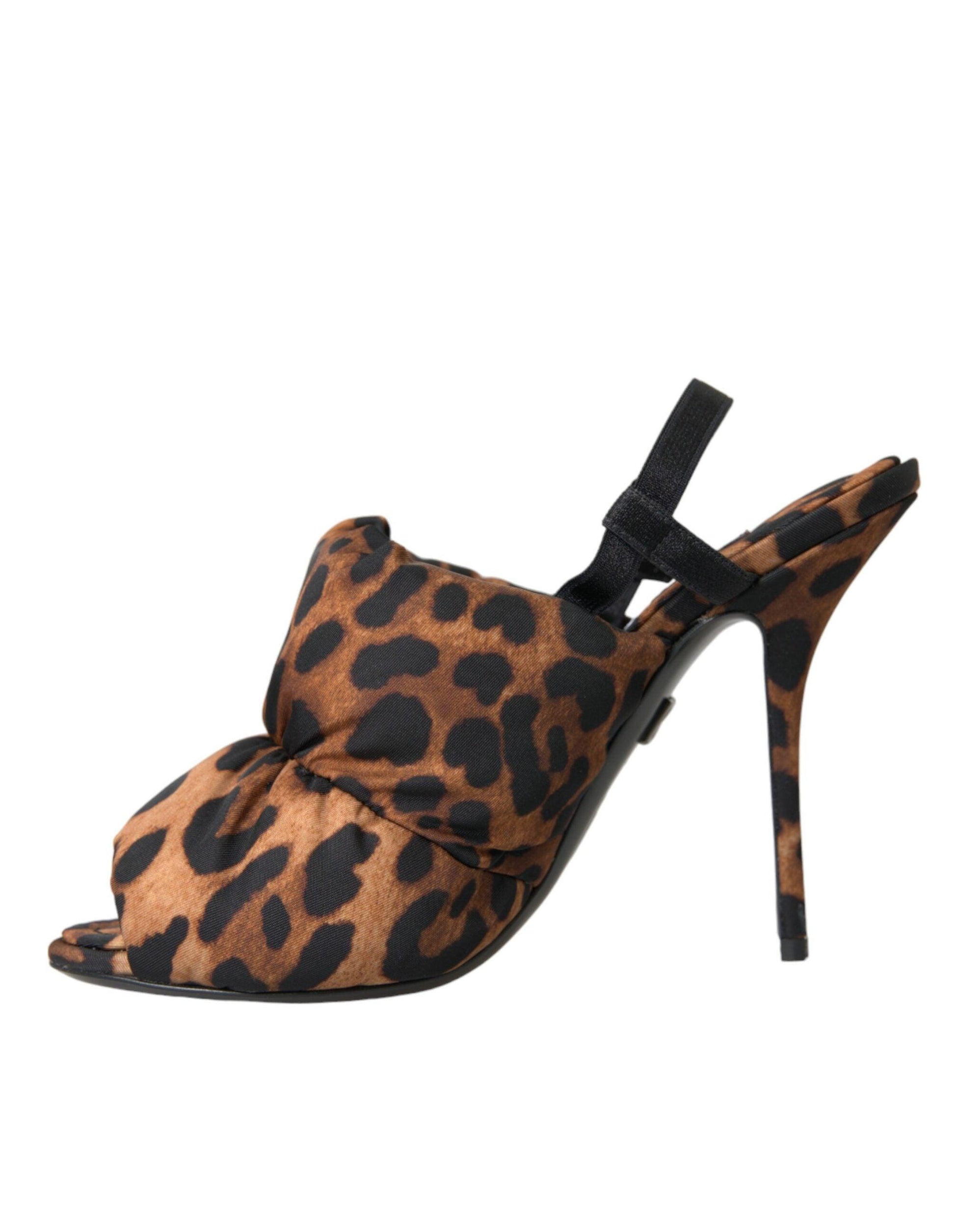 Dolce & Gabbana Brown Leopard Slingback Heels Sandals Shoes - Arichezz.store