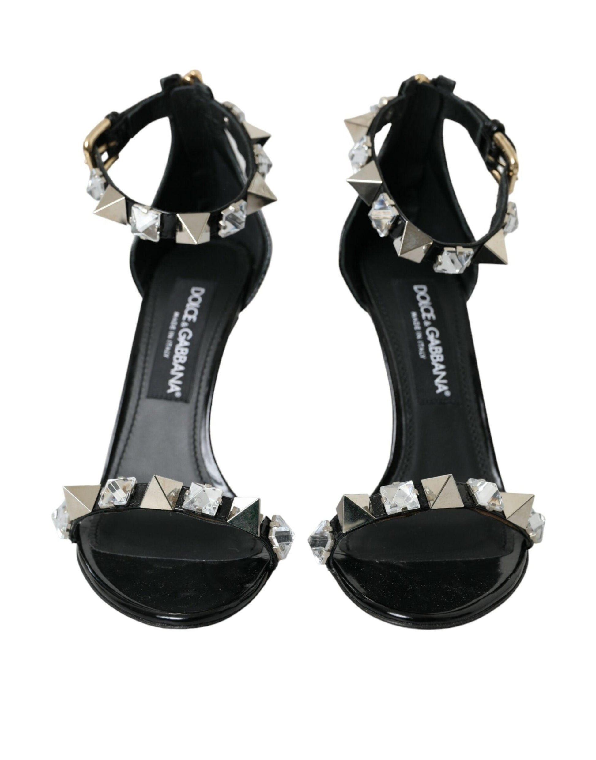 Dolce & Gabbana Black Crystals Sandals Ankle Strap Shoes - Arichezz.store