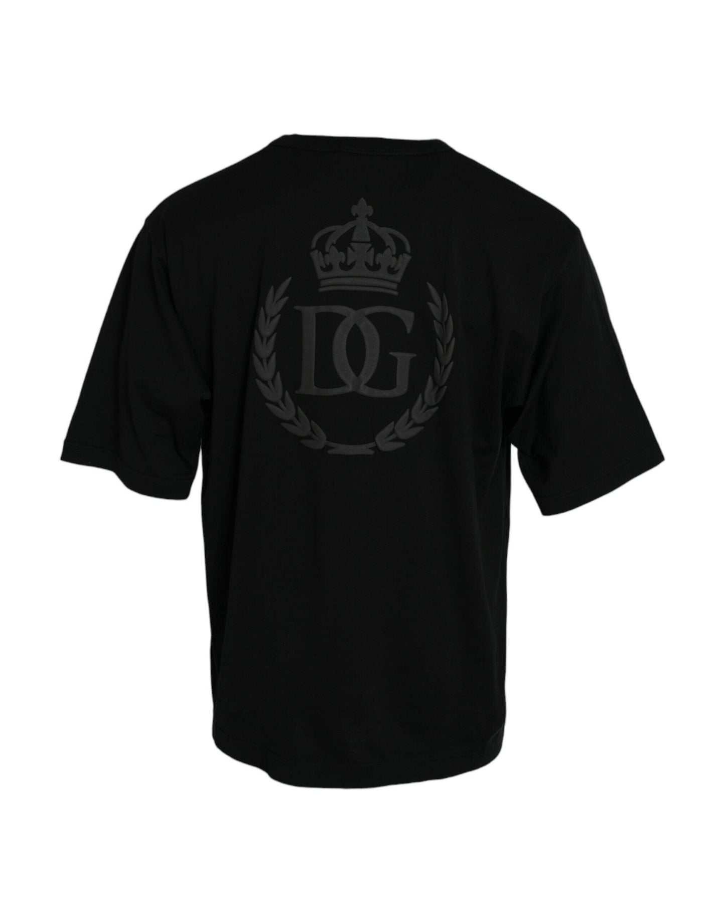 Dolce & Gabbana Black Logo Embossed Crew Neck Short Sleeves T-shirt - Arichezz.store