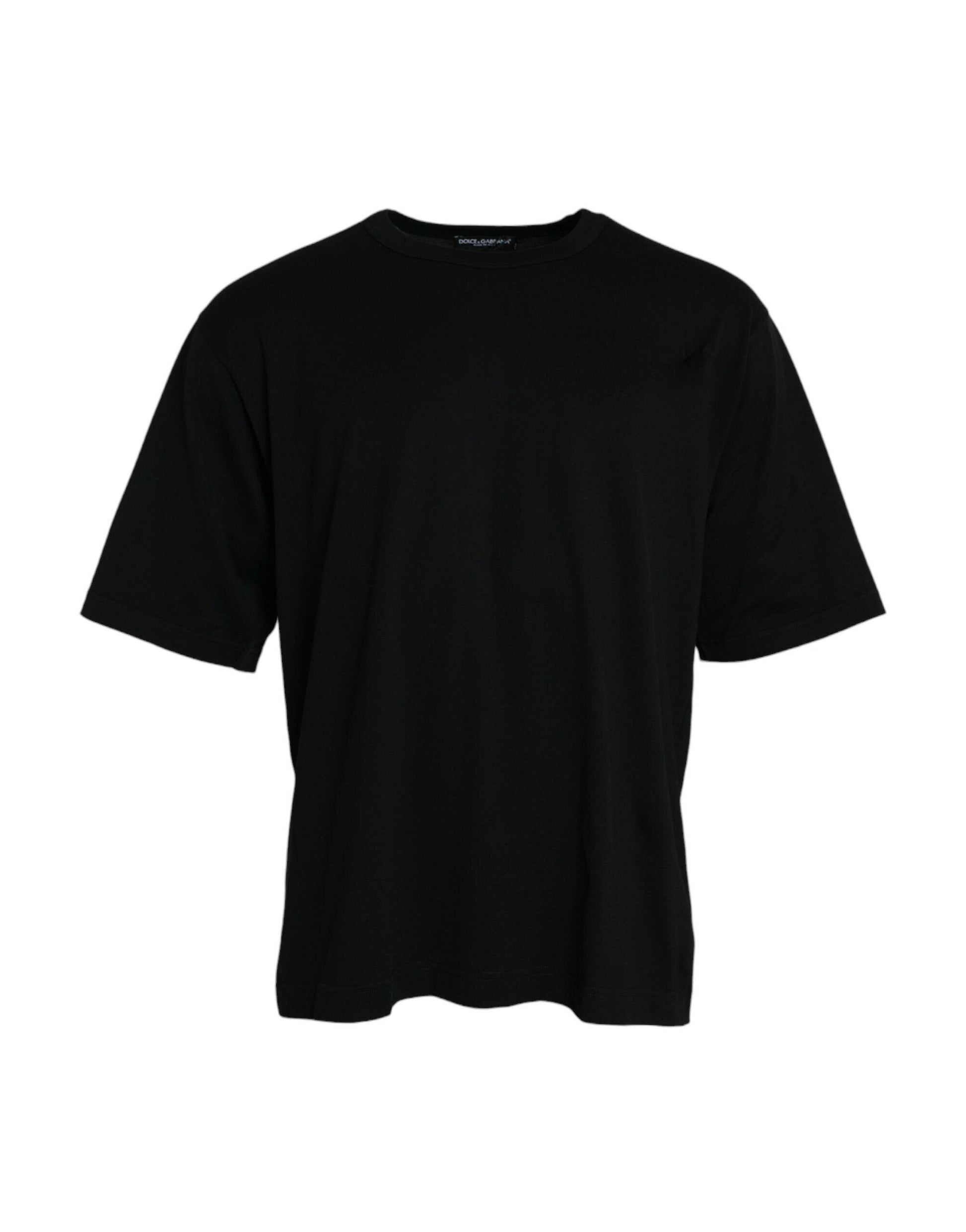 Dolce & Gabbana Black Logo Embossed Crew Neck Short Sleeves T-shirt - Arichezz.store