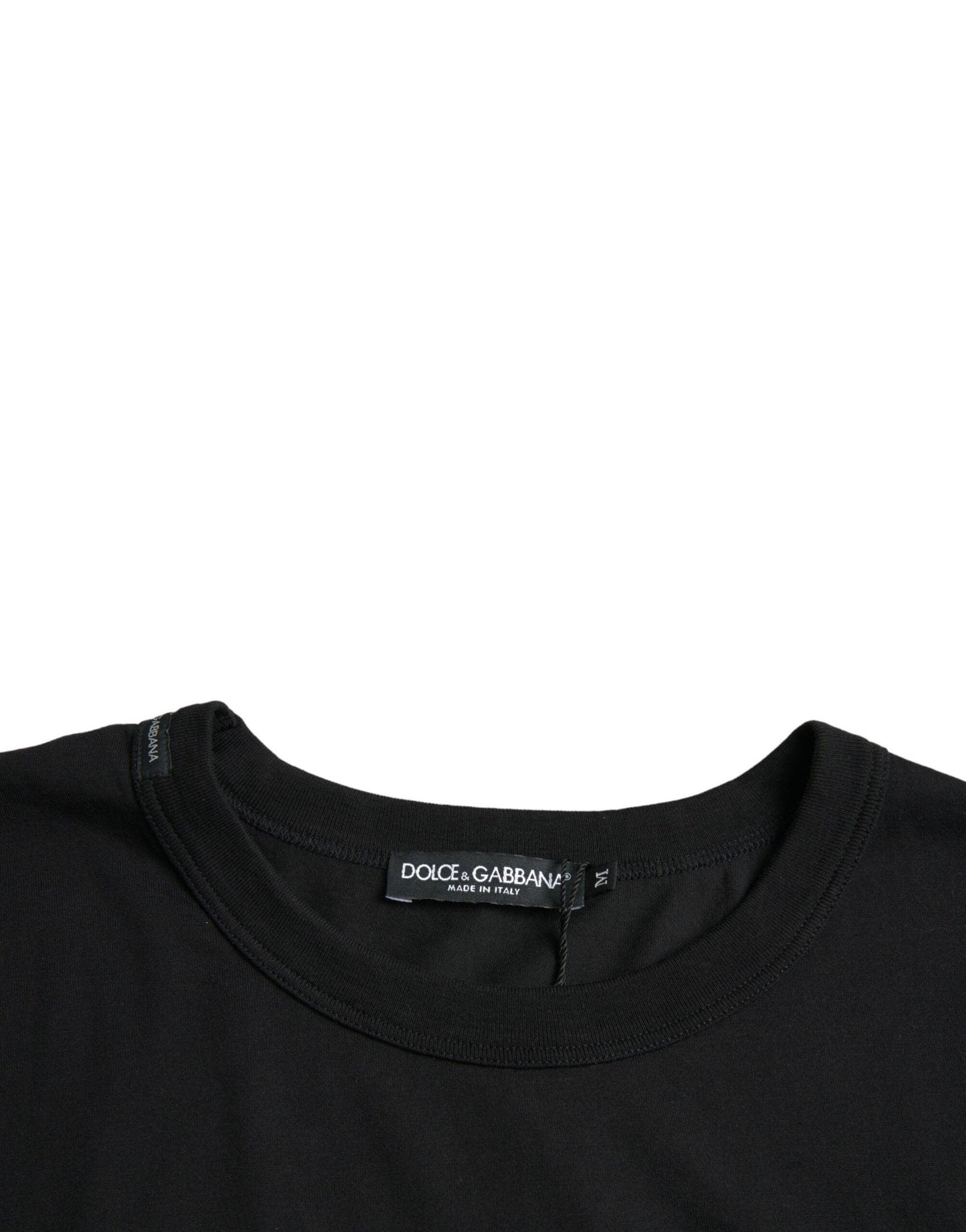 Dolce & Gabbana Black Logo Embossed Crew Neck Short Sleeves T-shirt - Arichezz.store