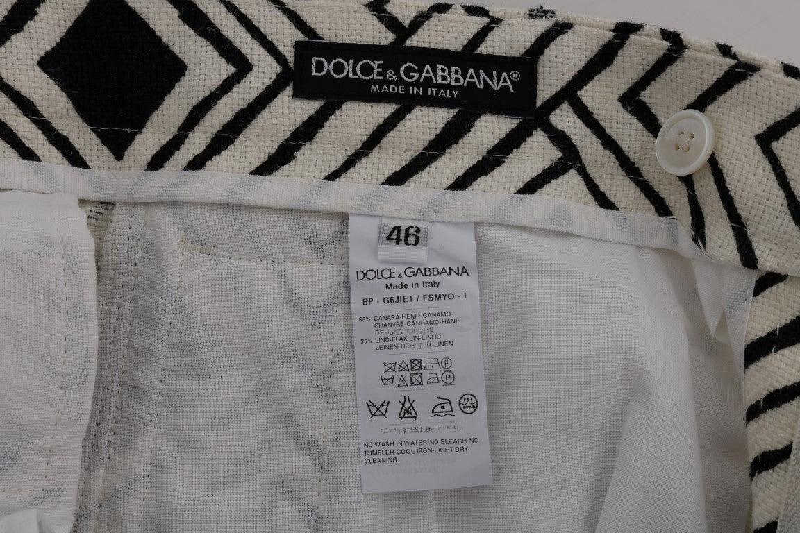 Dolce & Gabbana Chic Striped Casual Shorts - Hemp & Linen Blend - Arichezz.store